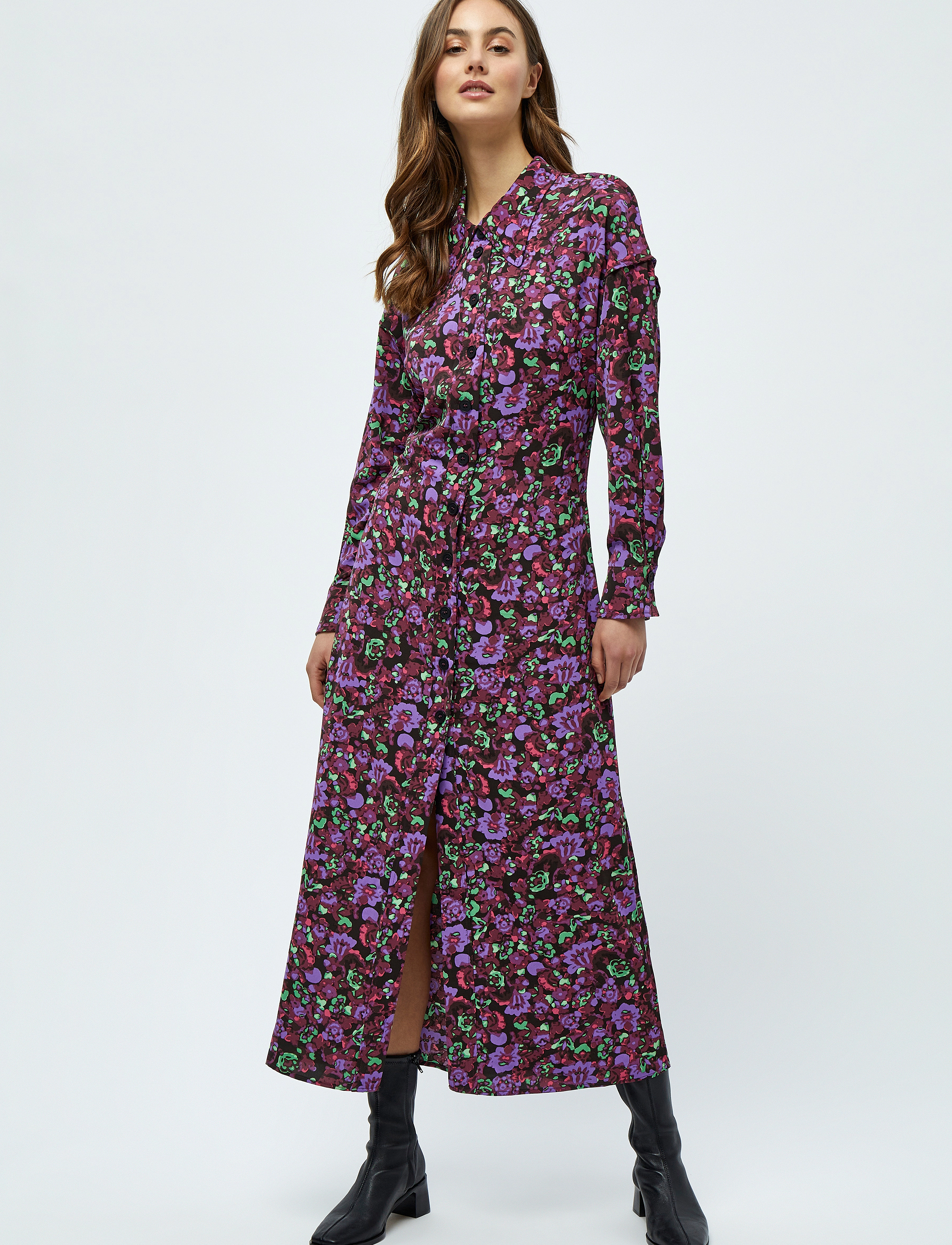 Minus Sadia Shirtdress - Skjortklänningar - RASPBERRY BLOOM PRINT / purple