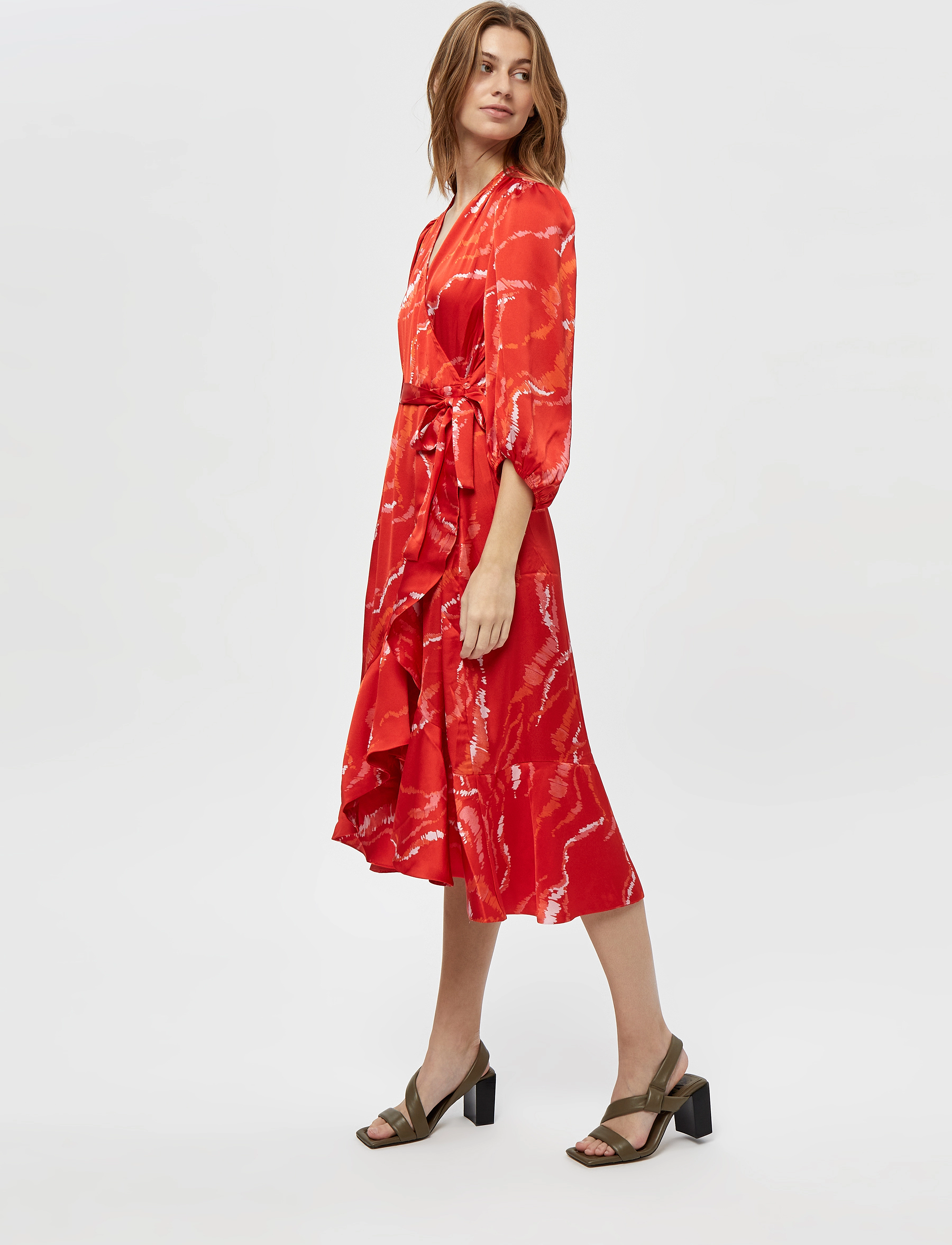 Minus - Serena Wrap Maxi Dress - lava red graphic print - 2