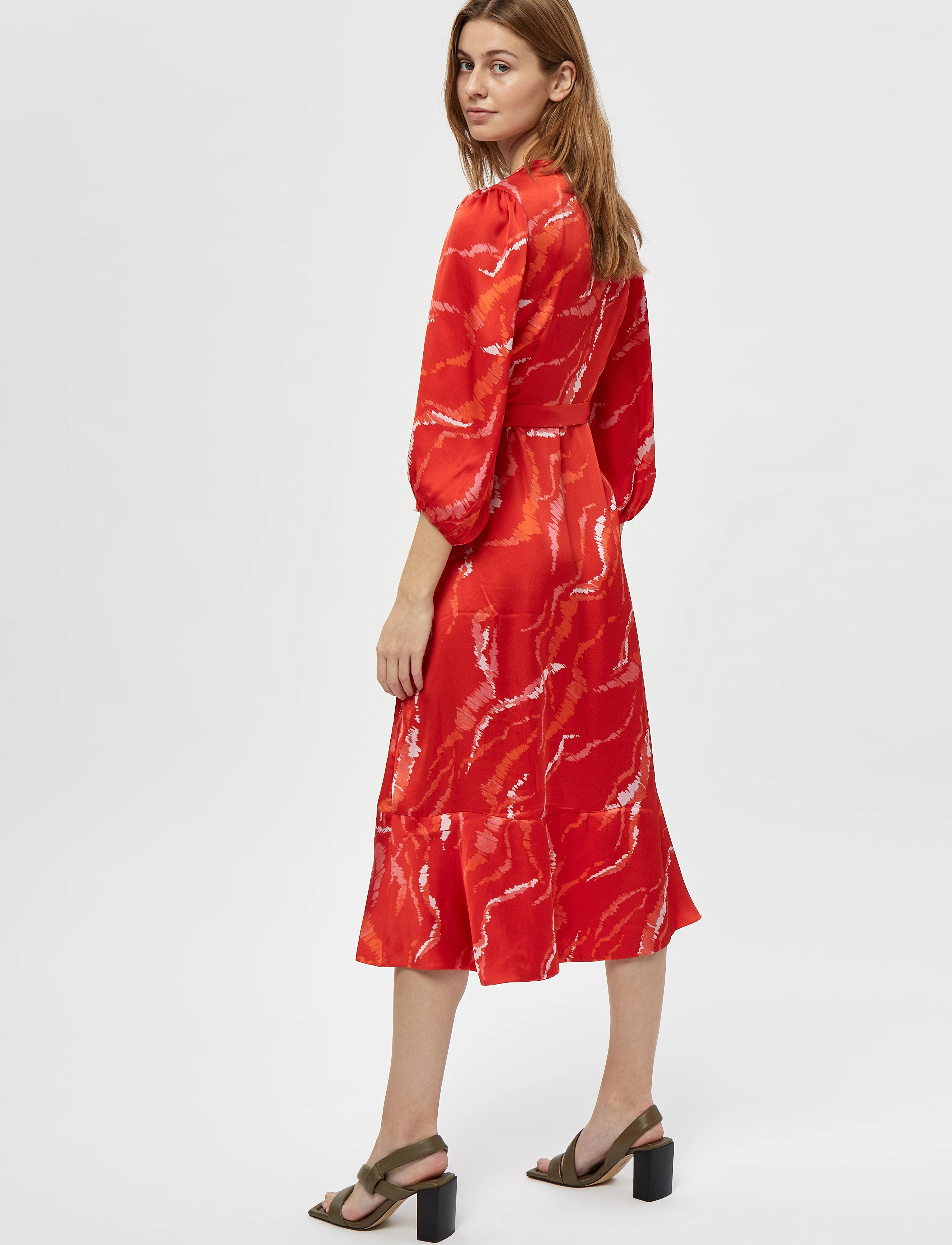 Minus - Serena Wrap Maxi Dress - lava red graphic print - 3