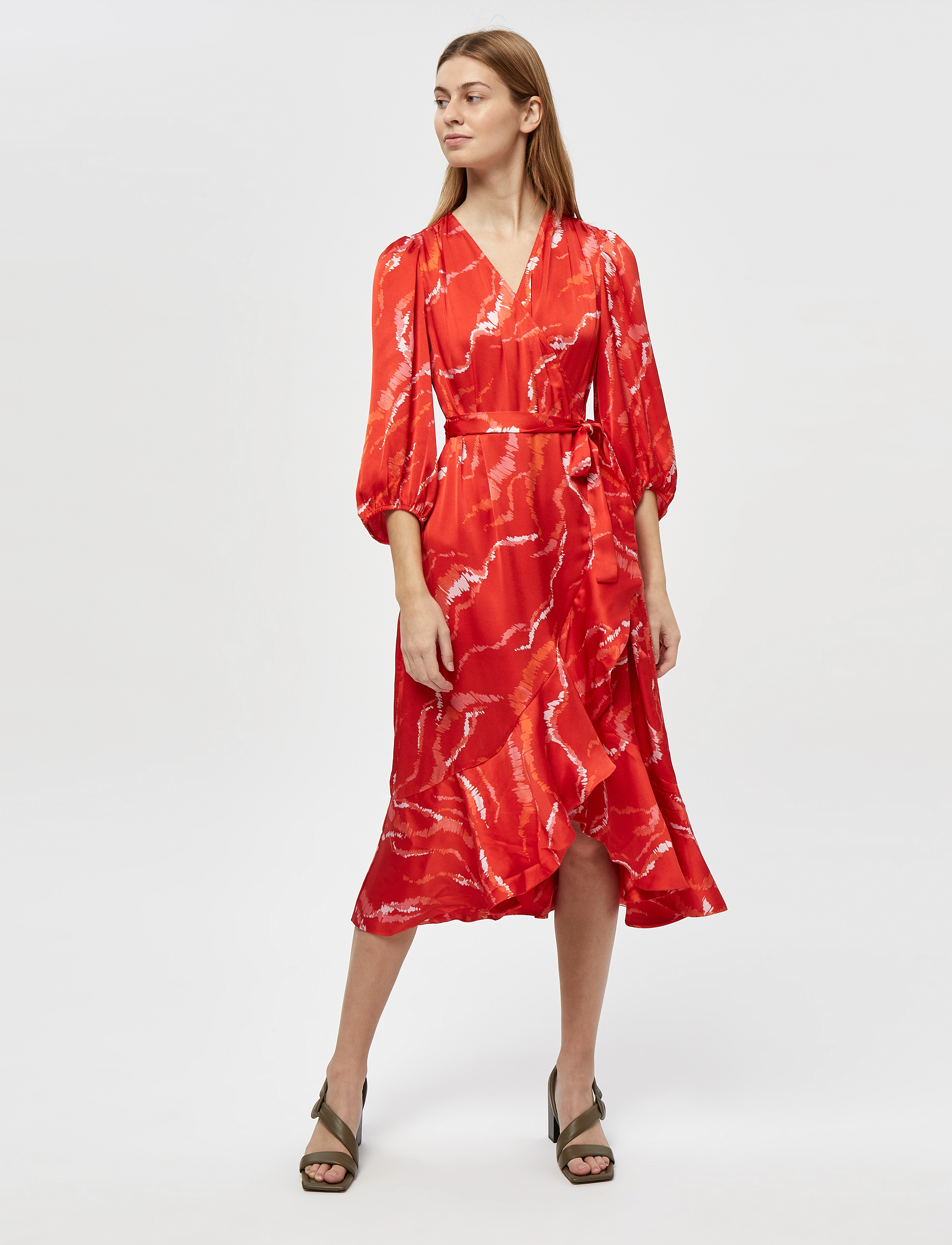 Minus - Serena Wrap Maxi Dress - lava red graphic print - 5