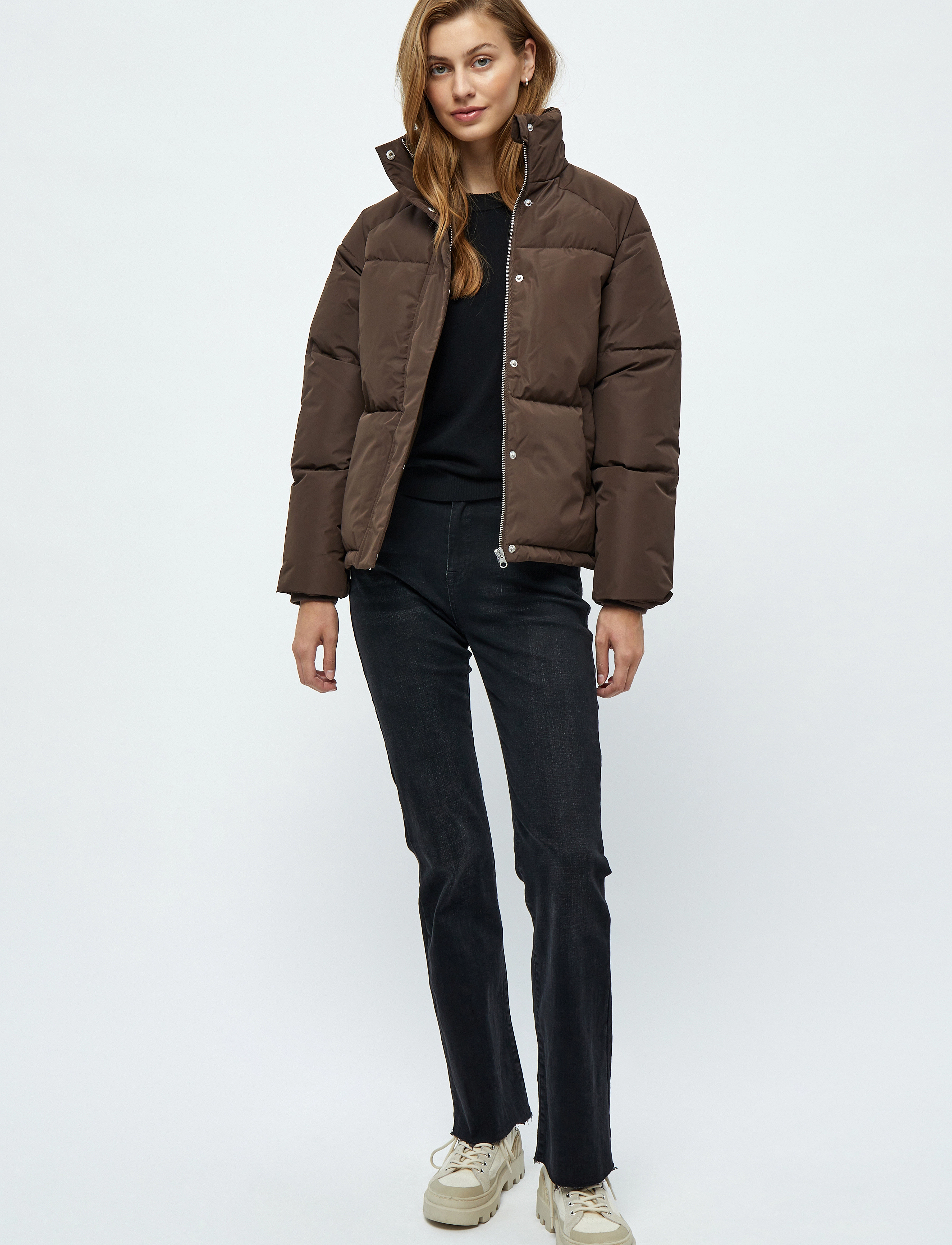 Minus - Alexis Short Puffer Jacket 1 - slate brown - 4