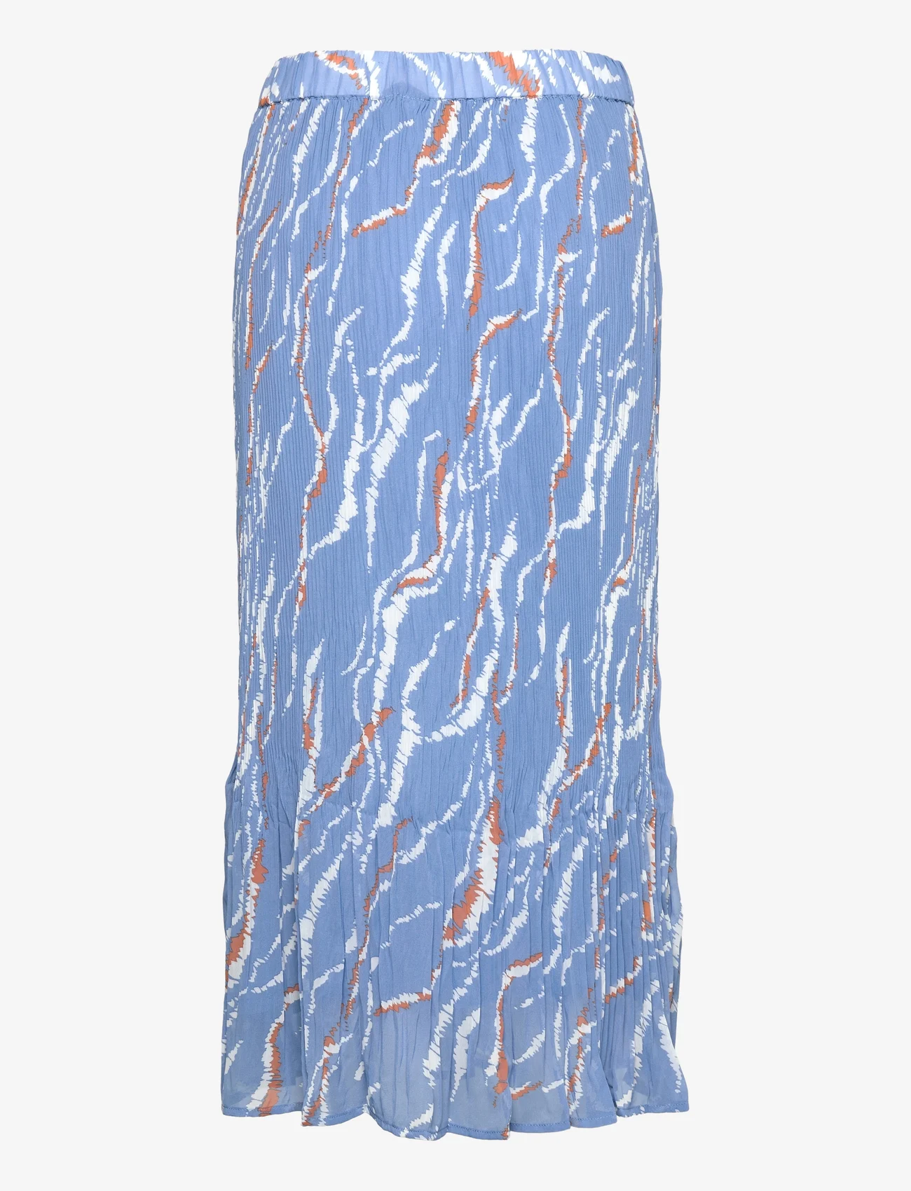 Minus - Rikka Mia Long Skirt - midi nederdele - denim blue graphic print - 1