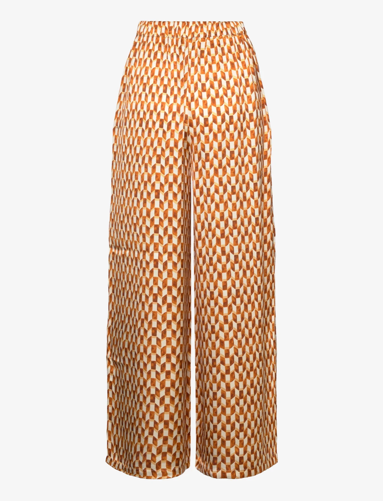 Minus - Kassaria GRS Pants 3 - bukser med brede ben - desert sand graphic print - 1