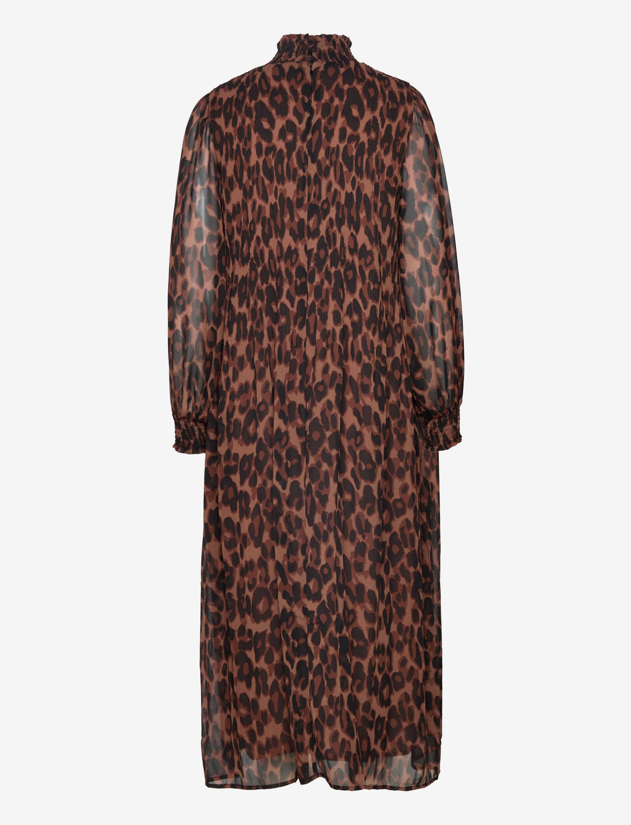 Minus - Mia Smock Lang Kjole - brown leo print - 1