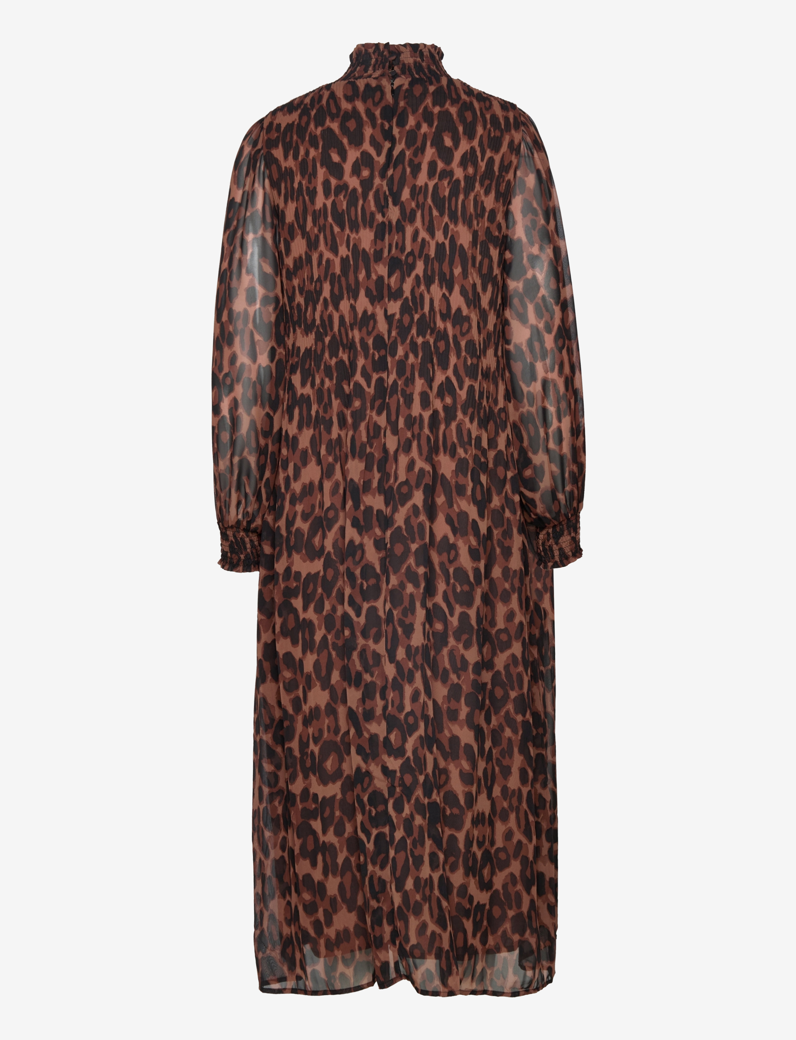Minus - Mia Smock Lang Kjole - brown leo print - 2