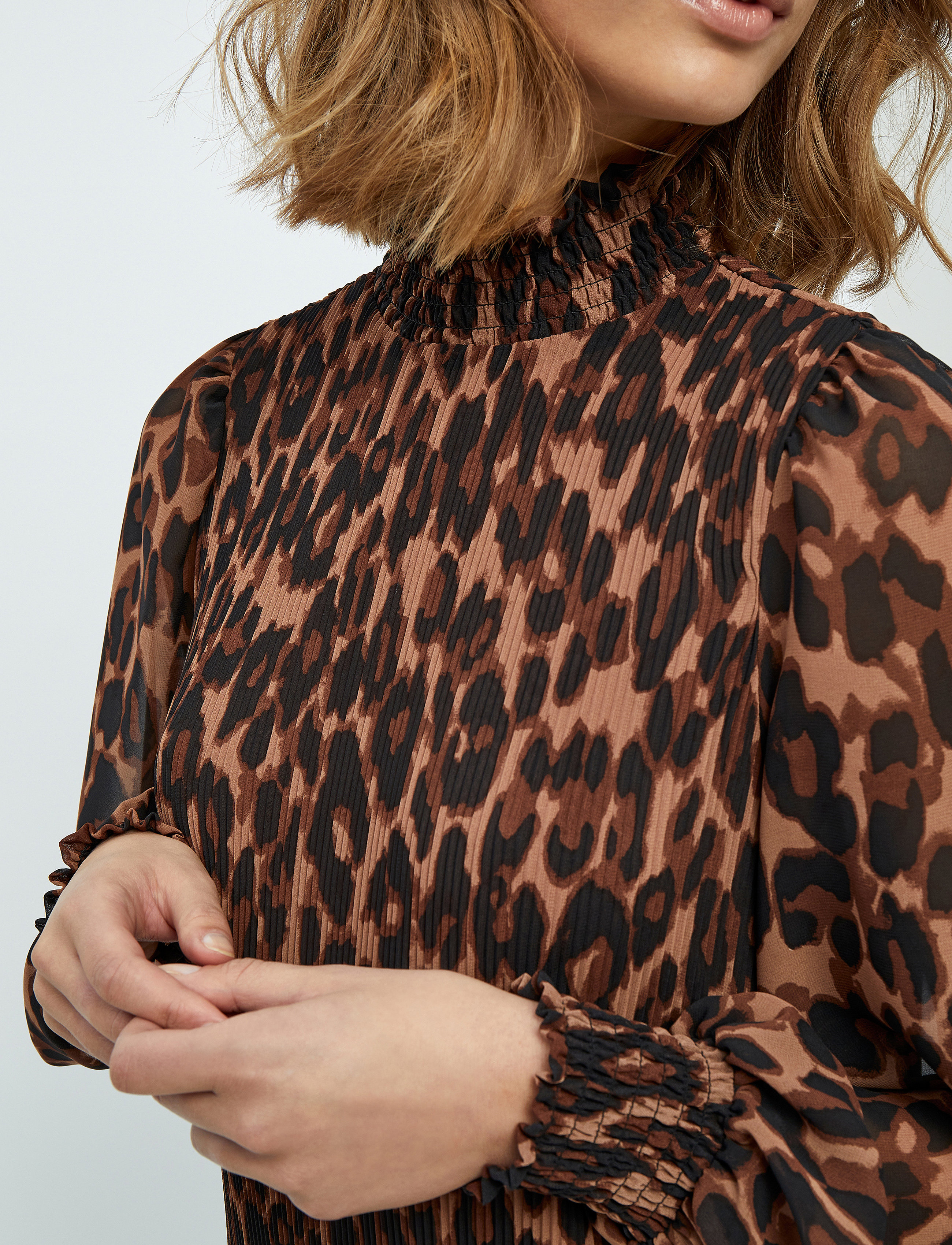 Minus - Mia Smock Lang Kjole - brown leo print - 5