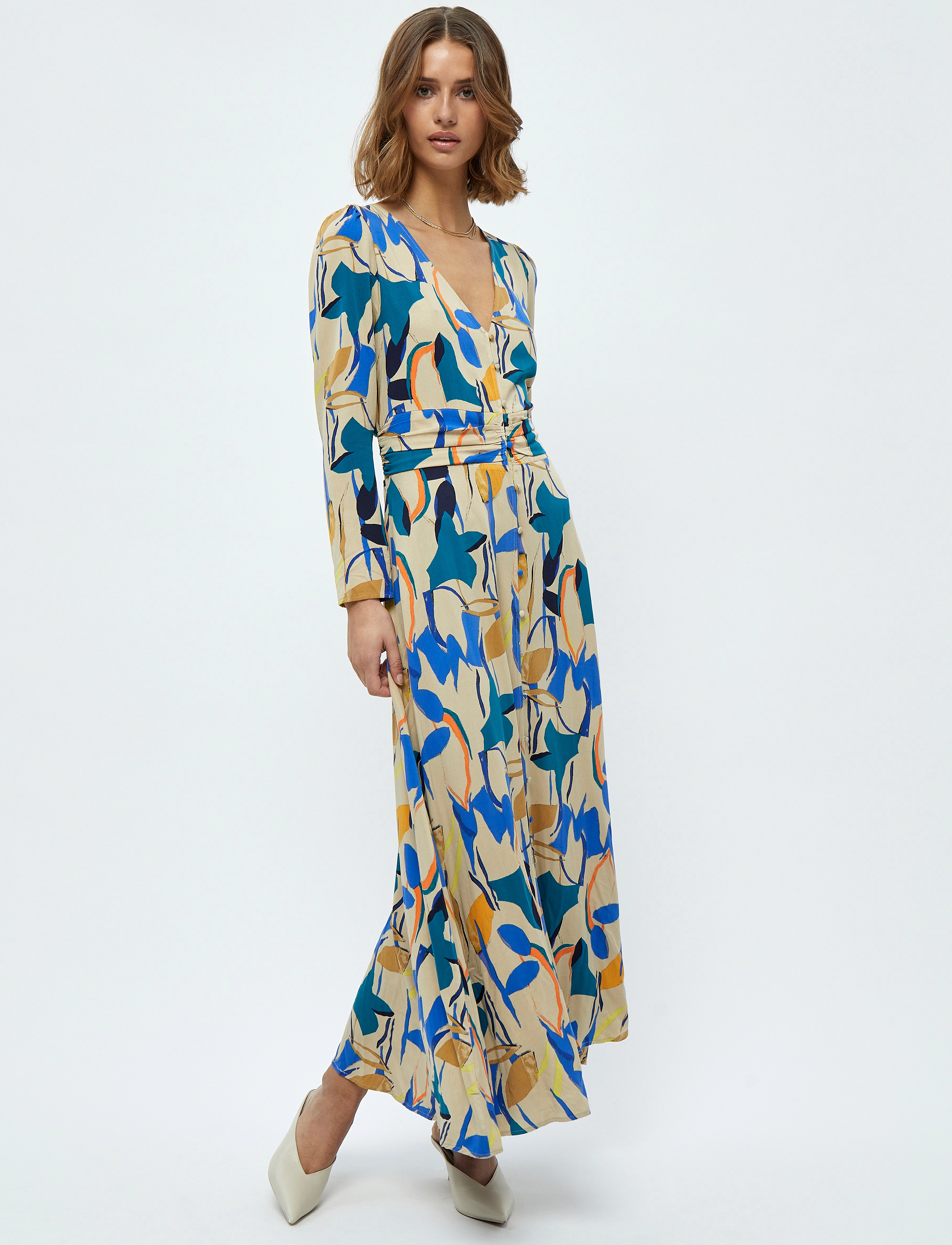 Minus - Binna Dress 1 - royal blue flower print - 2
