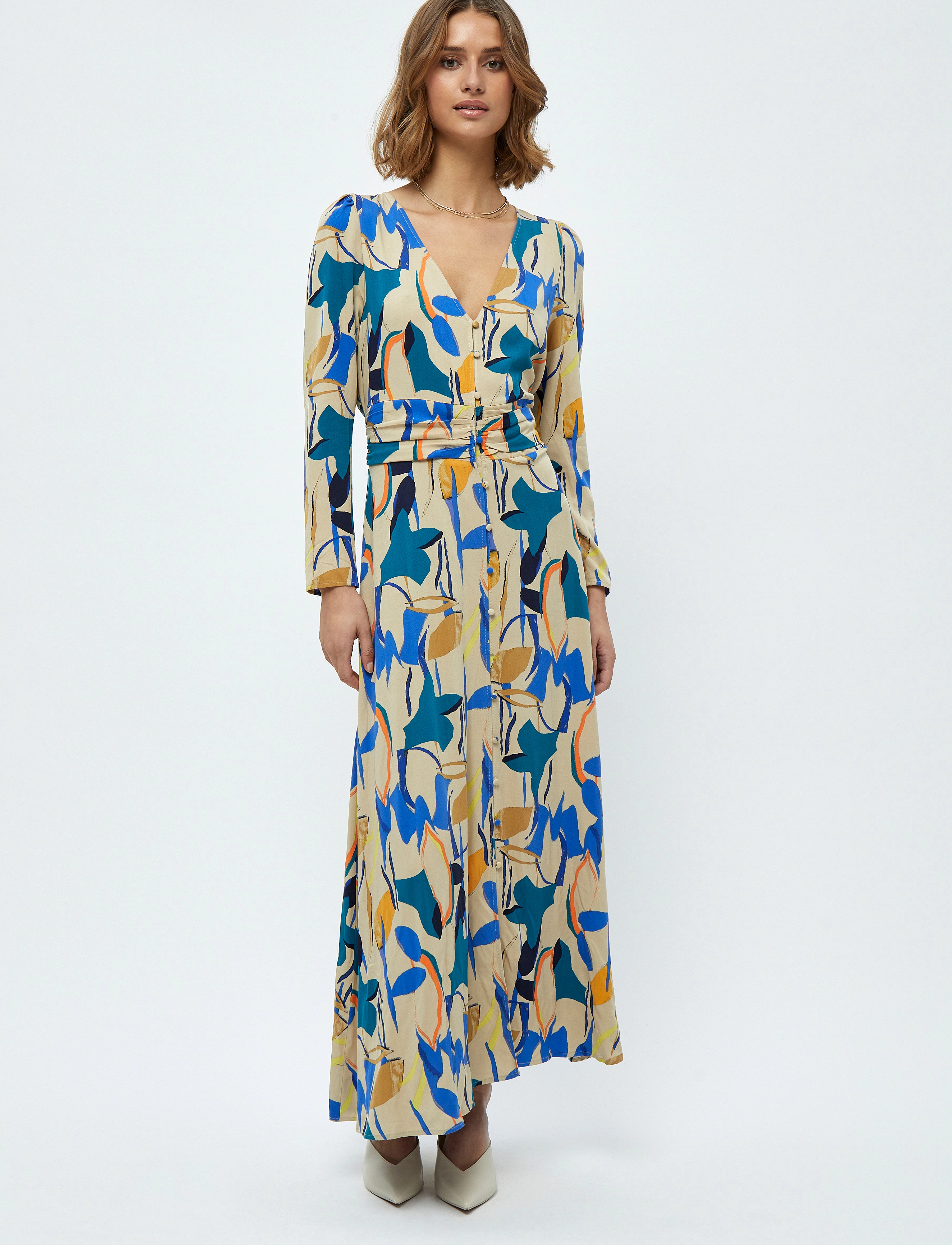 Minus - Binna Dress 1 - royal blue flower print - 4
