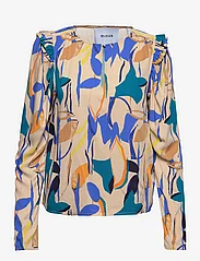 Minus - Binna Blouse 3 - long-sleeved blouses - royal blue flower print - 0
