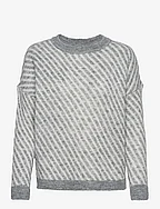 Stormy Knit Pullover - GREY STRIPED