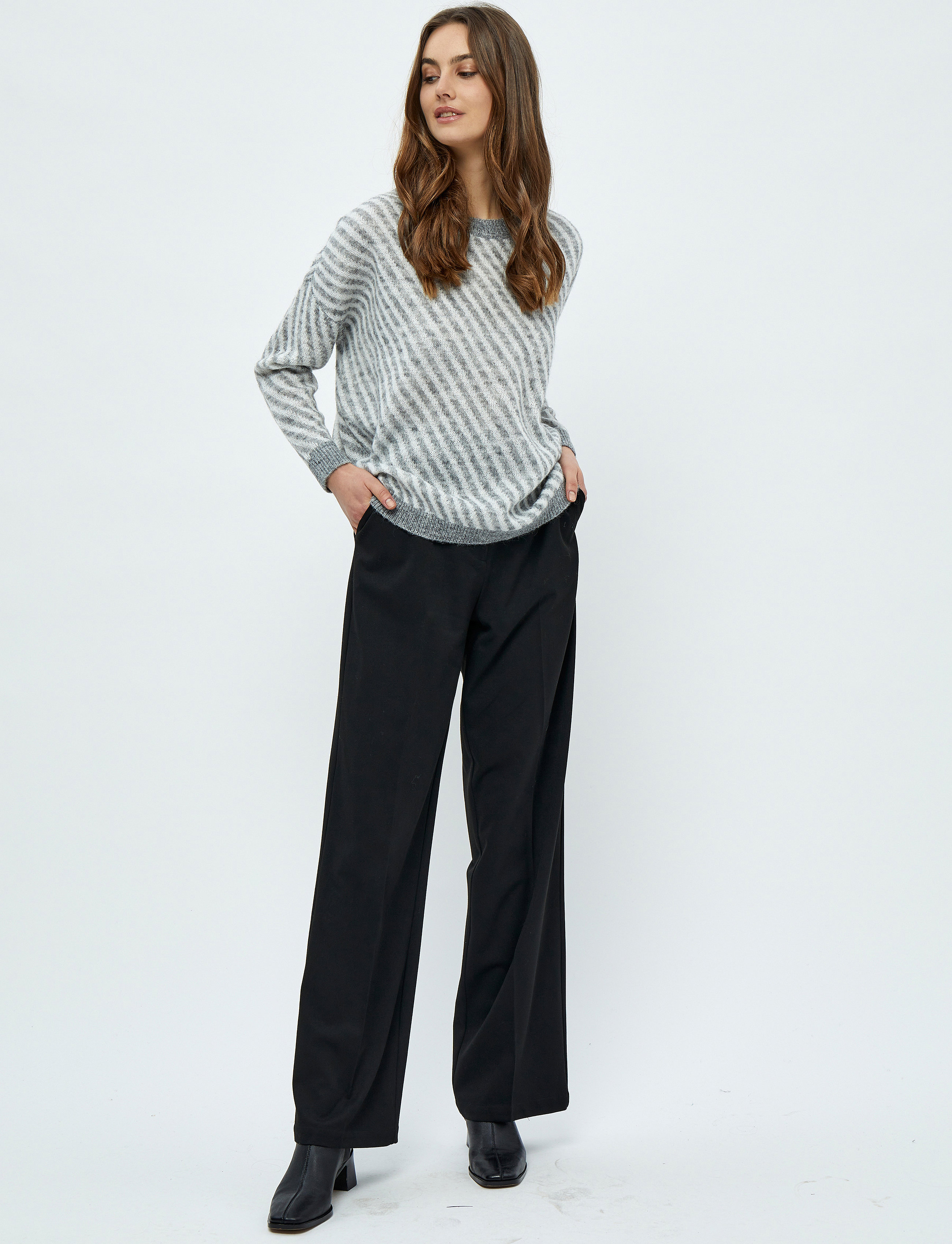 Minus - Stormy Knit Pullover - grey striped - 5