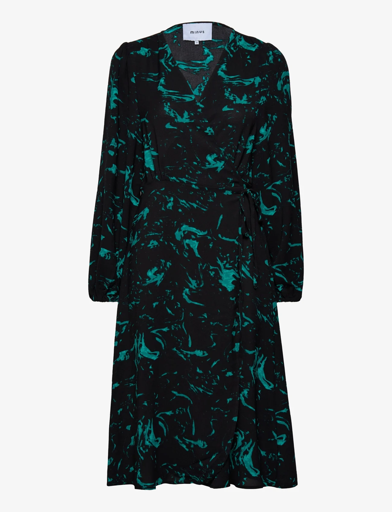 Minus - Selena Slå-om Kjole - omlottklänningar - ocean green swirl print - 0