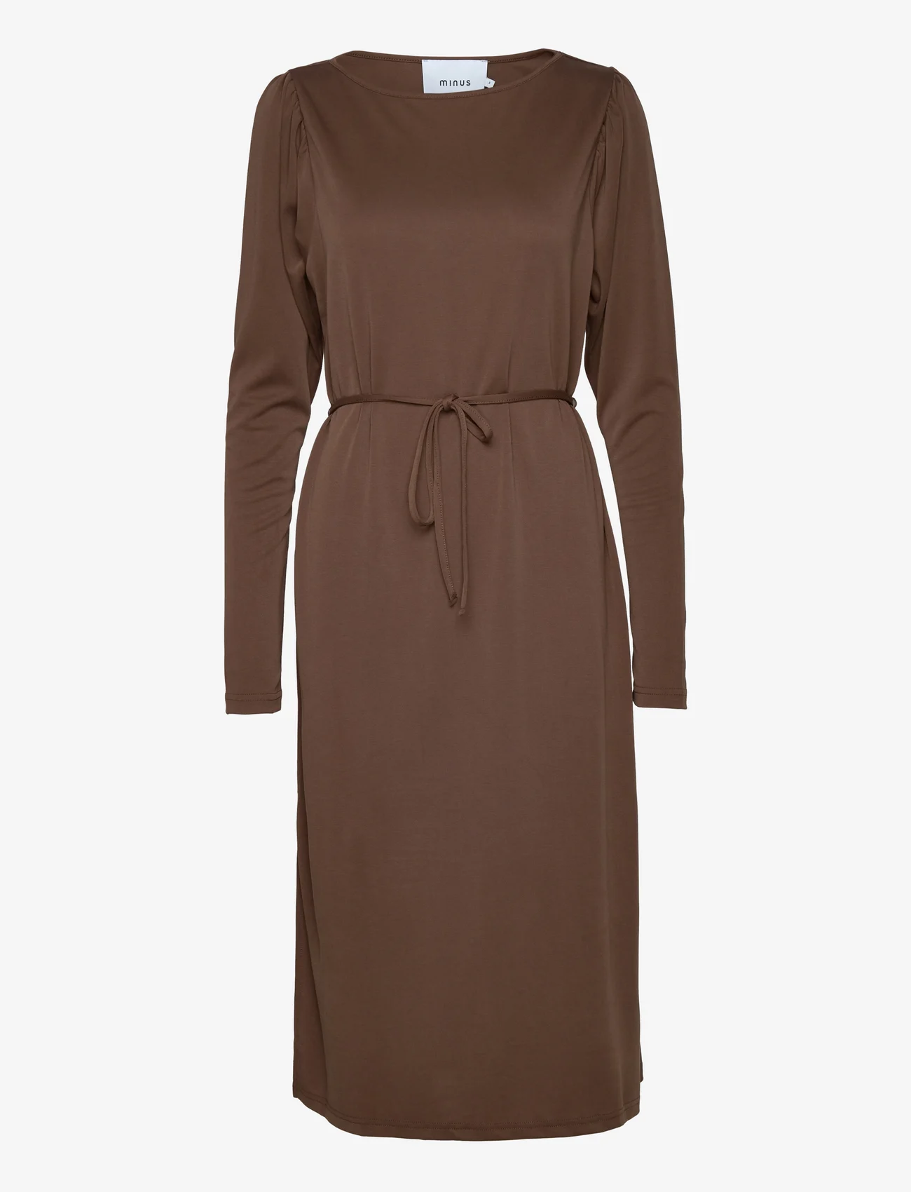 Minus - Brinley boatneck dress - midikjoler - slate brown - 0