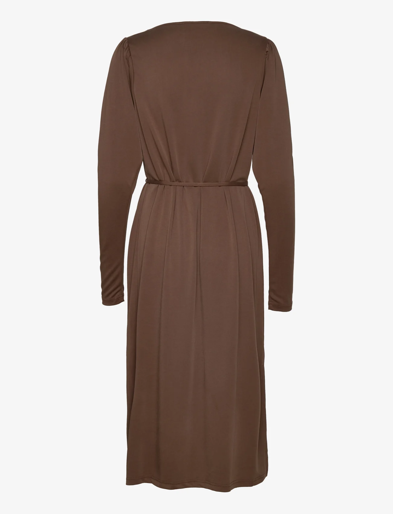 Minus - Brinley boatneck dress - midi jurken - slate brown - 1