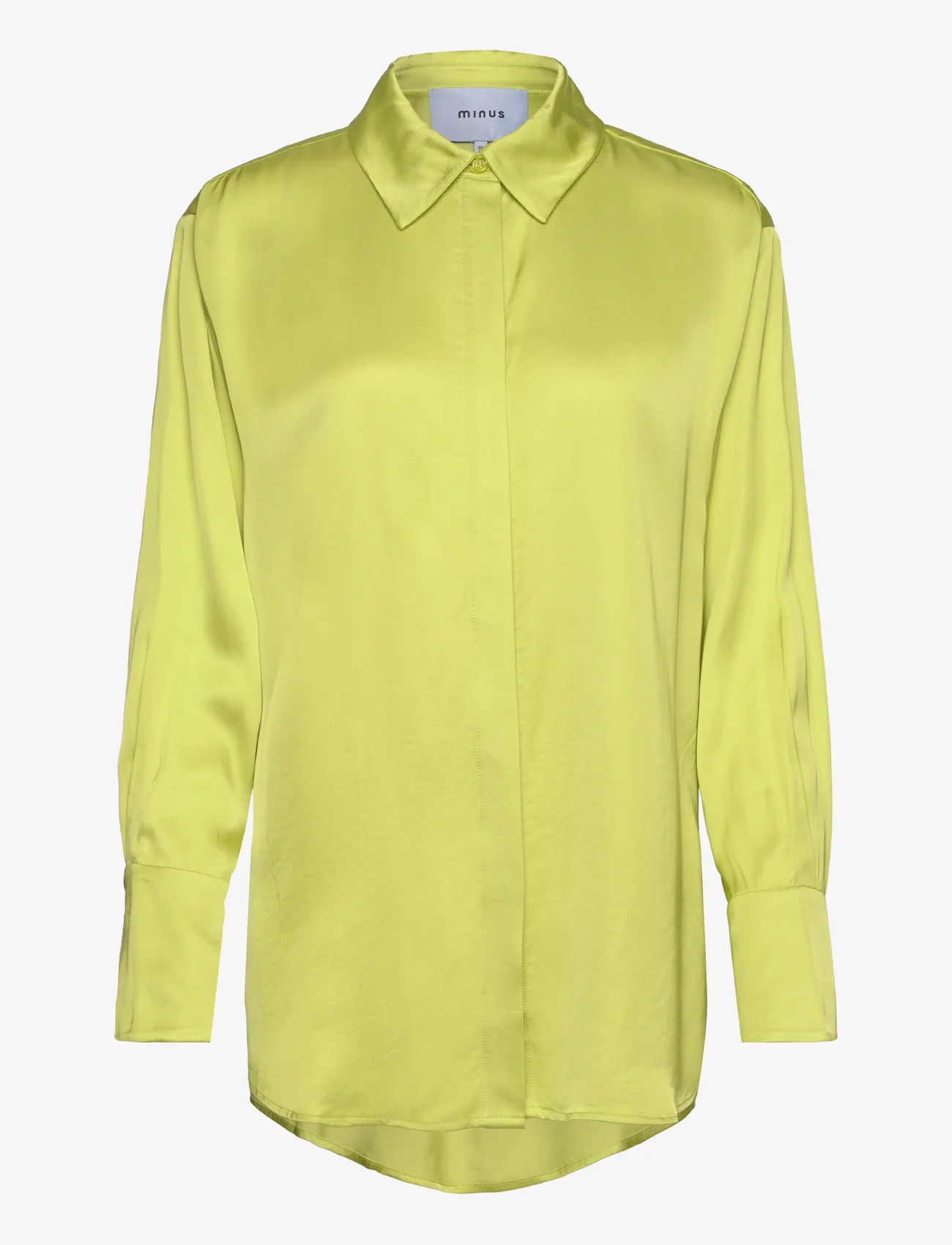 Minus - Kamia Oversized Skjorte - long-sleeved shirts - bright lime - 0