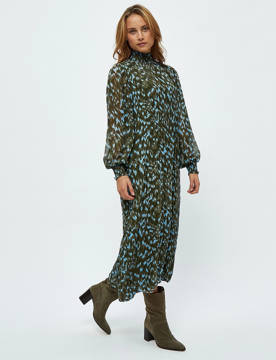 Minus - Eria Smock Lang Kjole - midimekot - ivy green print - 0