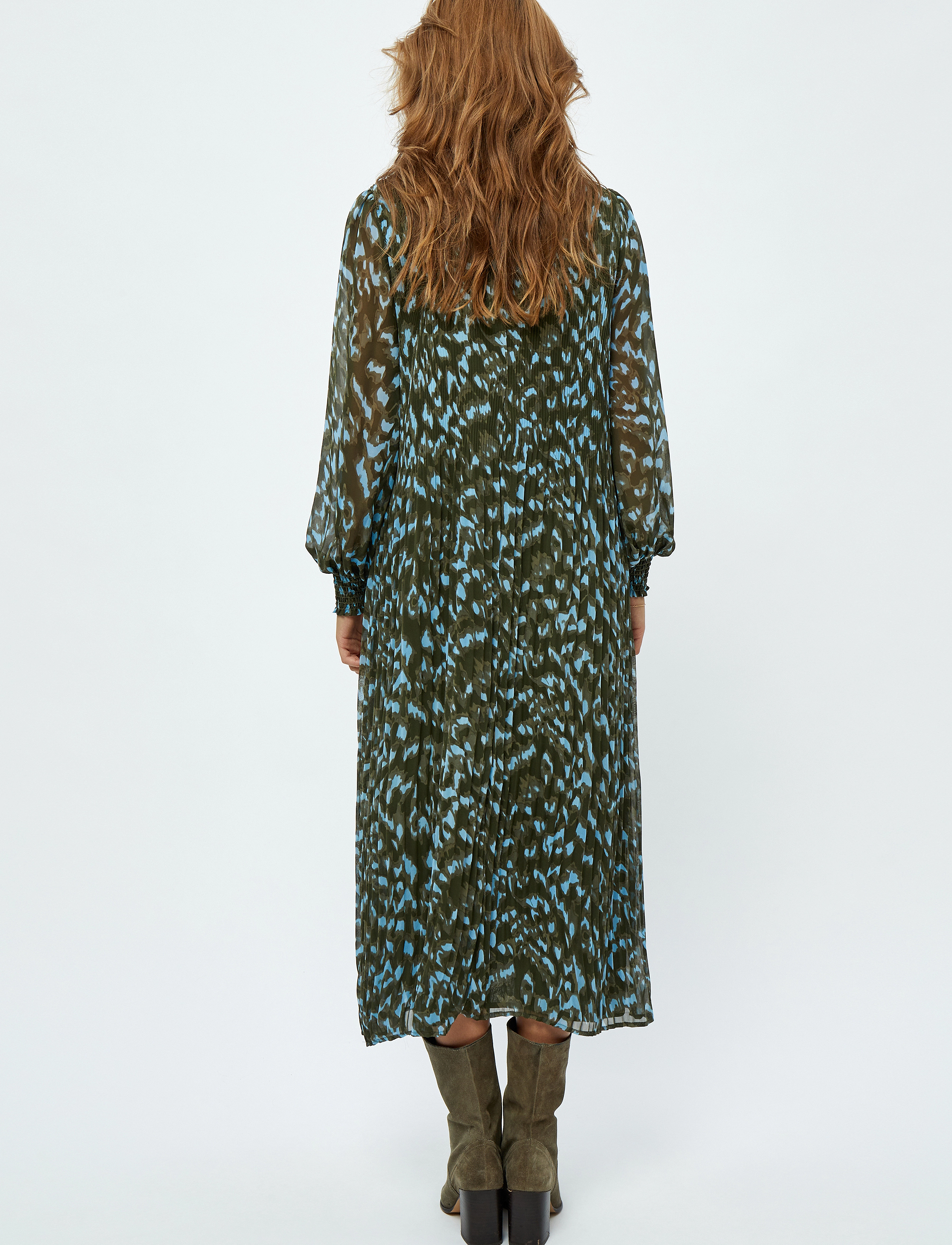 Minus - Eria Smock Lang Kjole - midi kjoler - ivy green print - 3