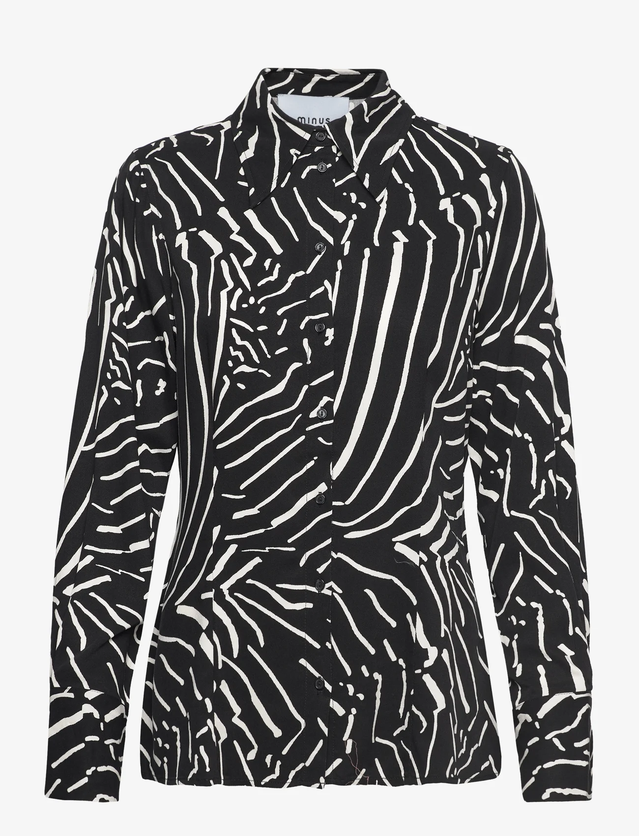 Minus - Kassandra Skjorte - langermede skjorter - black print - 0