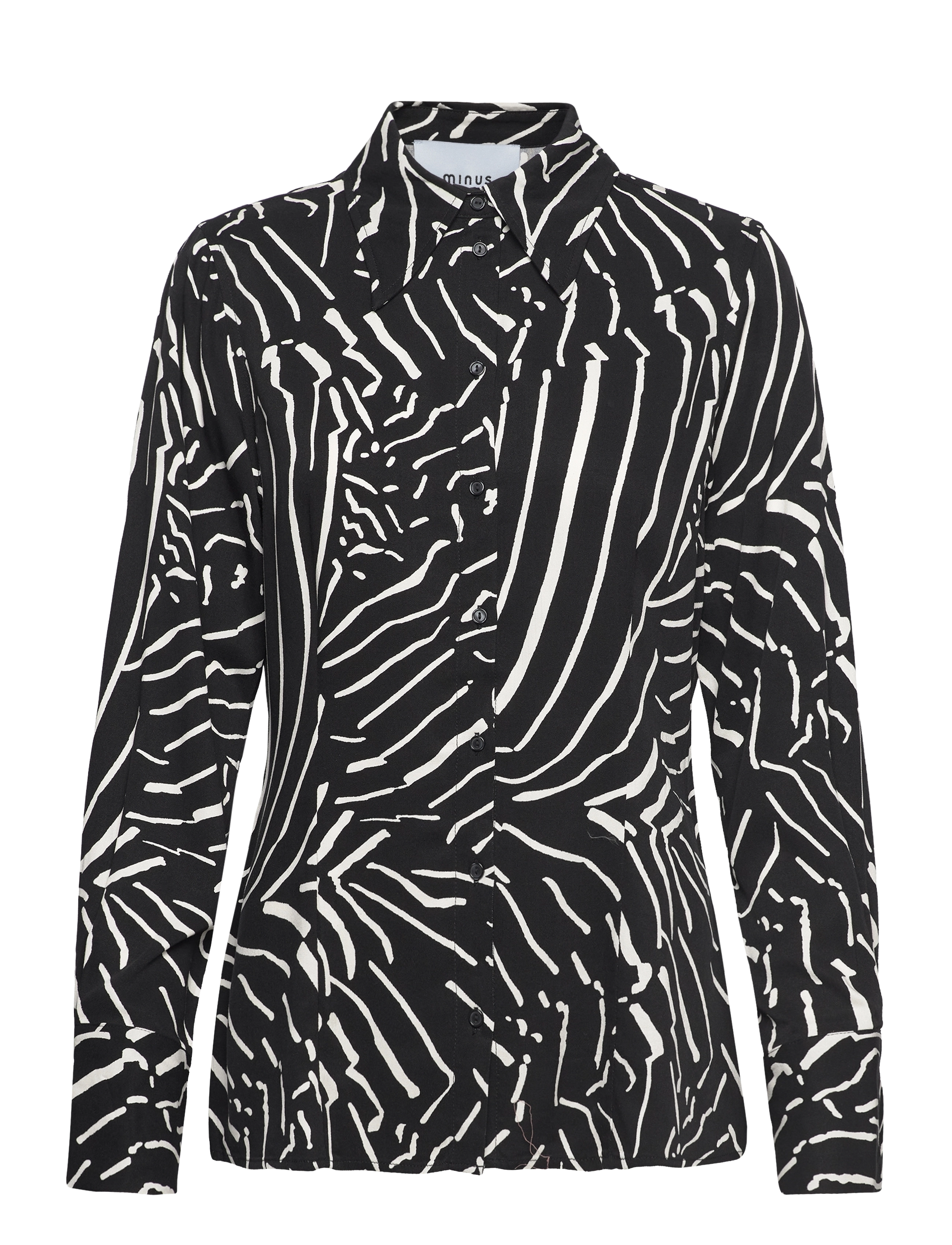 Minus Kassandra Skjorte - Transitional Layering - BLACK PRINT / black