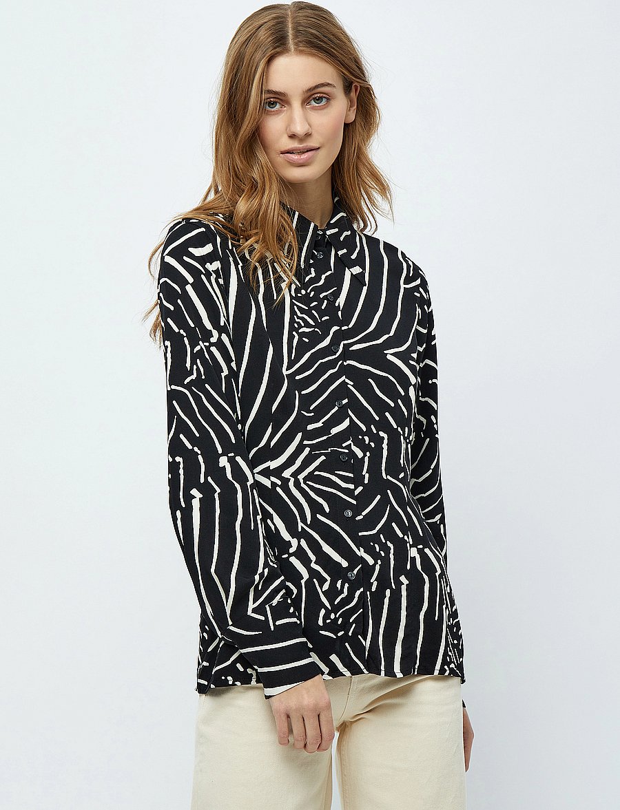 Minus - Kassandra Skjorte - chemises à manches longues - black print - 0