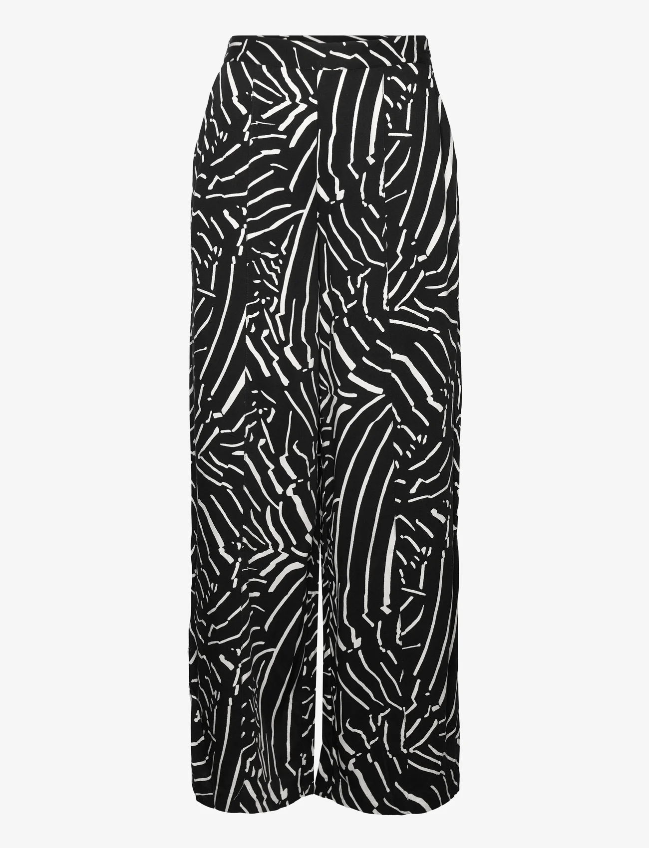 Minus - Kassandra Bukser - wide leg trousers - black print - 0
