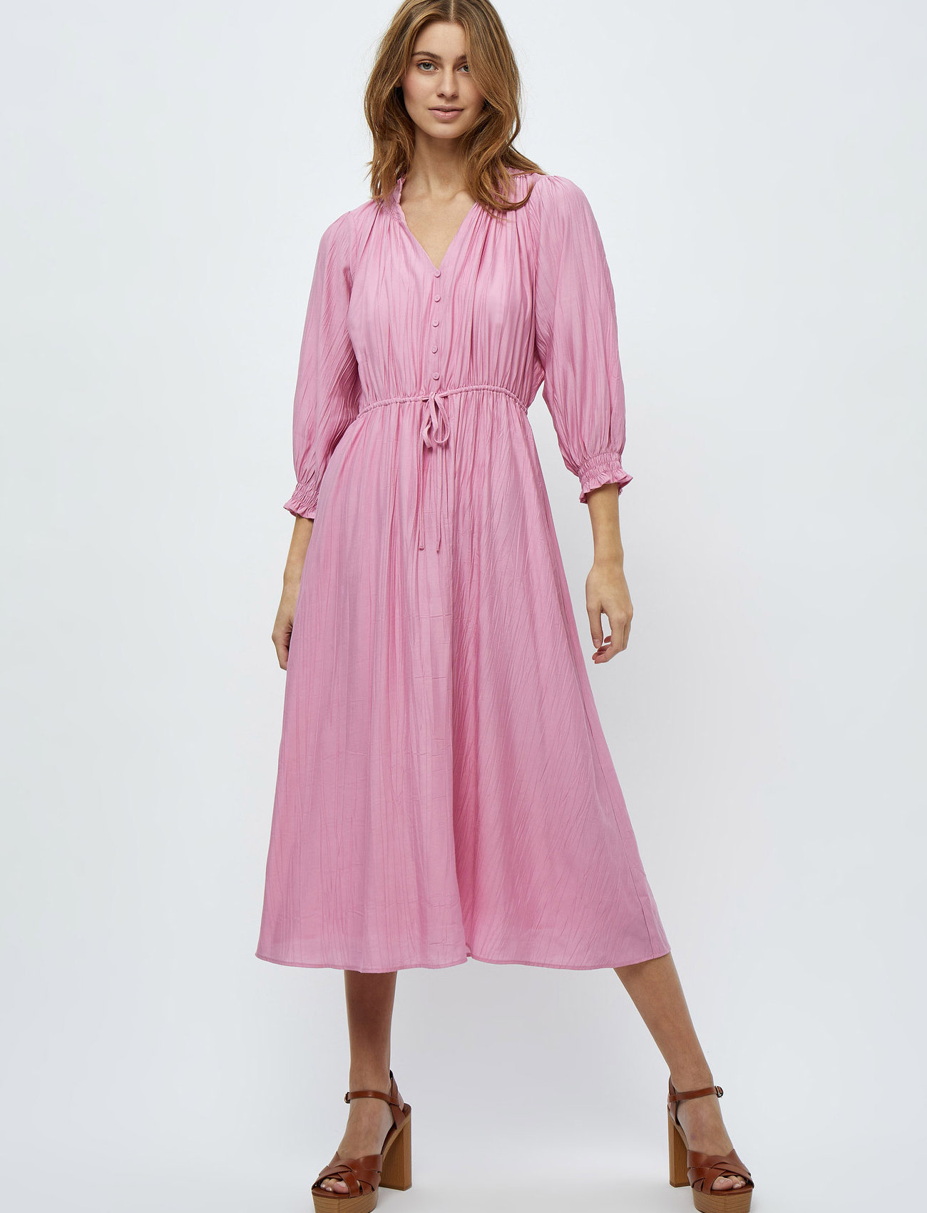 Minus - Salmia Midi Dress 1 - skjortklänningar - super pink - 0