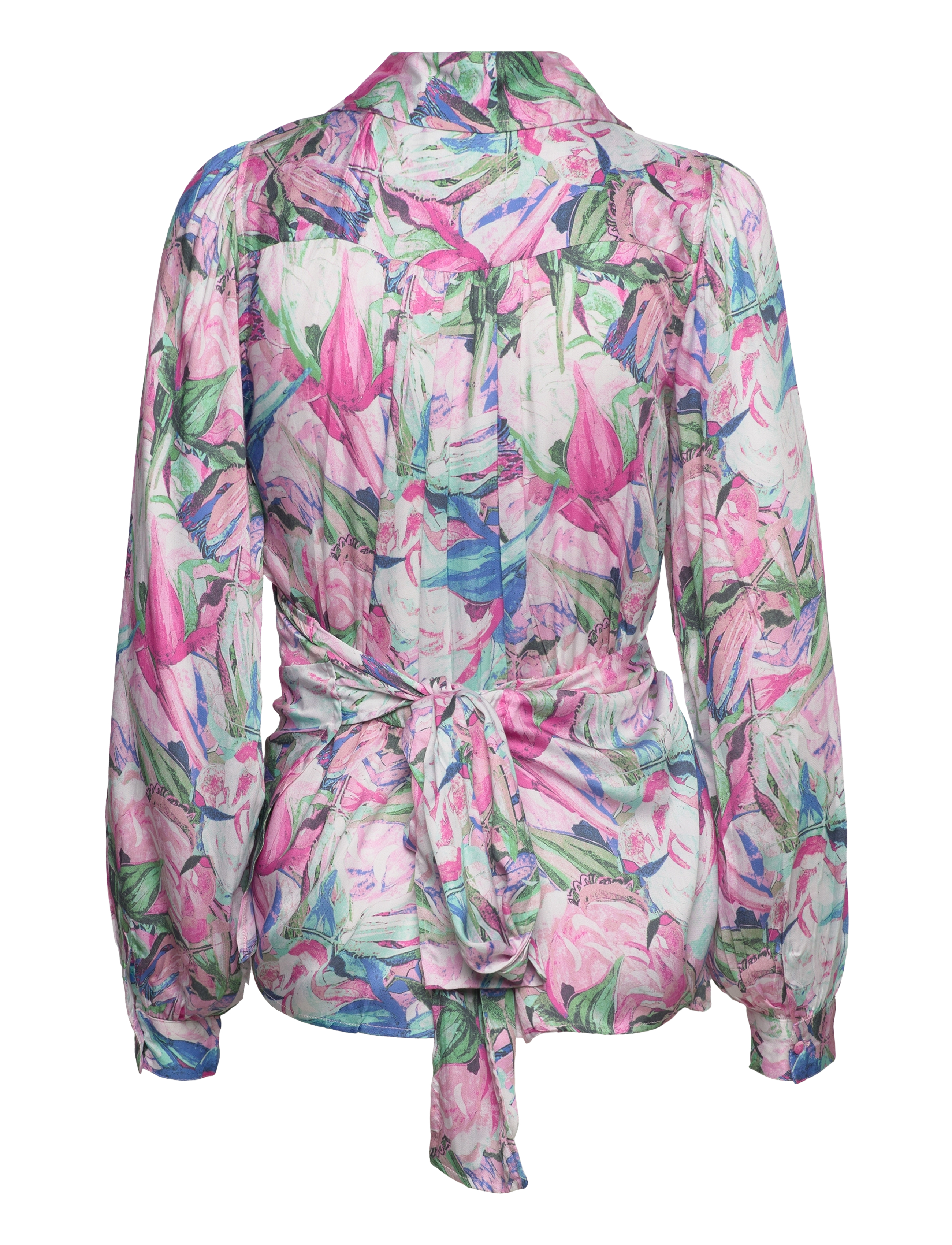 Minus - Mercy Slå-om Bluse - langärmlige blusen - super pink print - 2