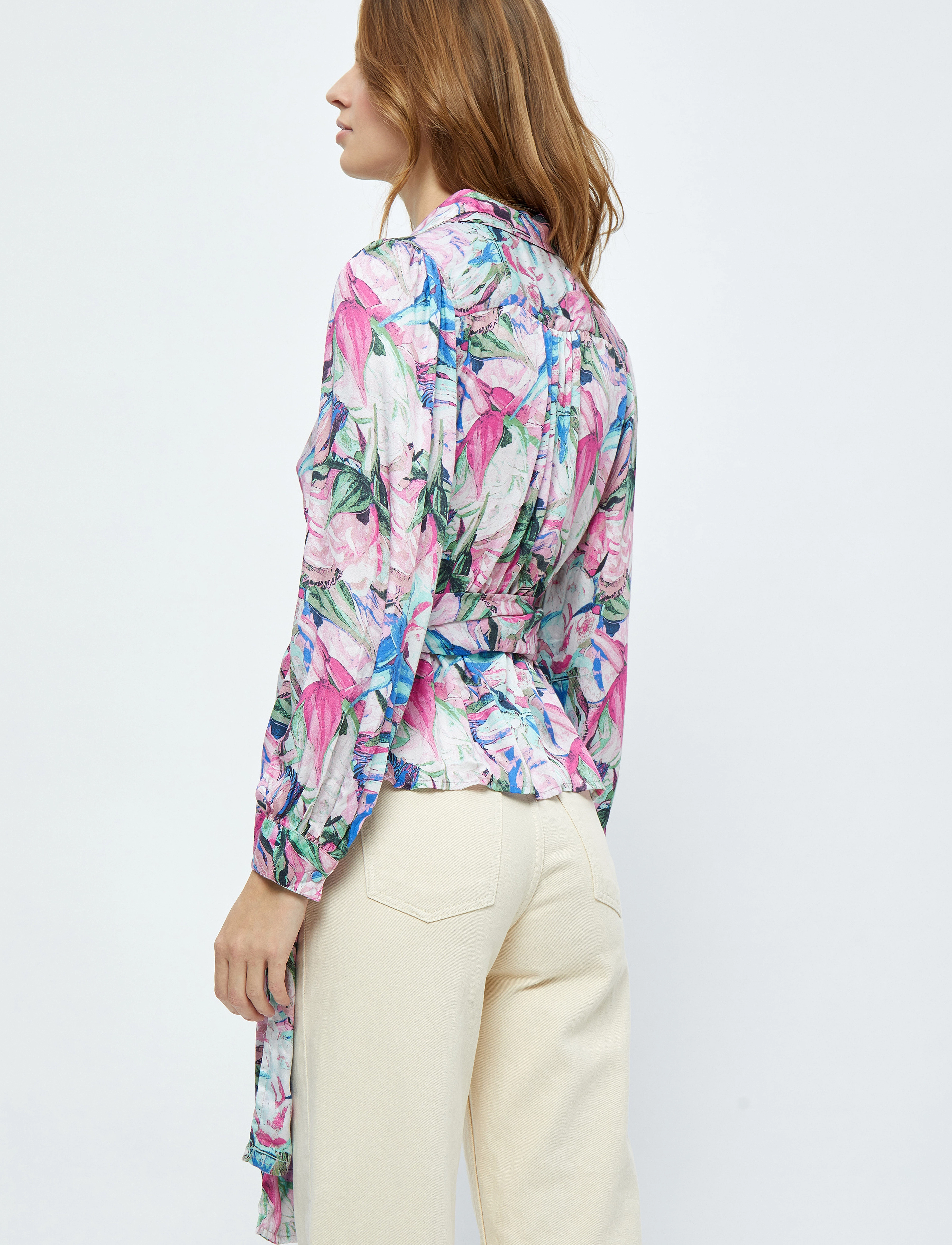 Minus - Mercy Slå-om Bluse - langärmlige blusen - super pink print - 3