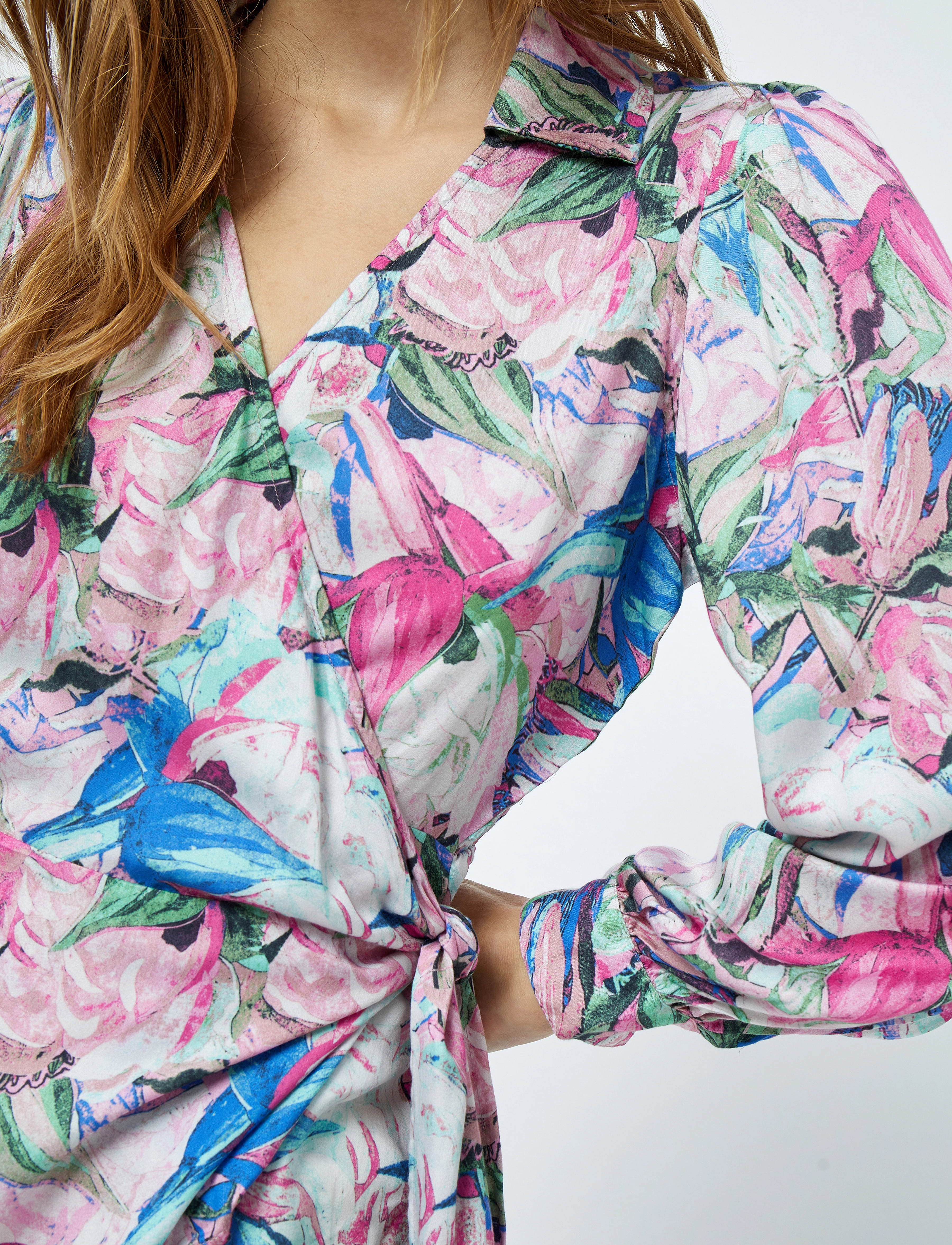 Minus - Mercy Slå-om Bluse - langärmlige blusen - super pink print - 5