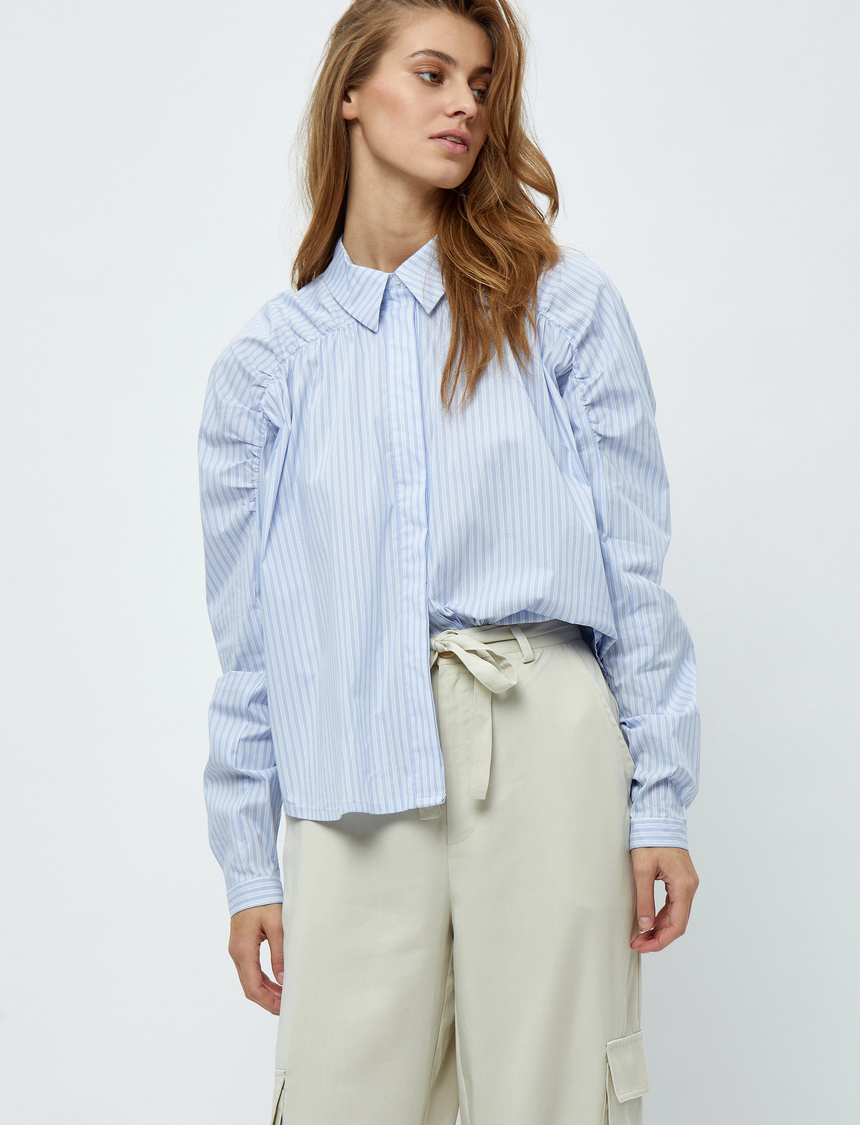 Minus - Alima Skjorte - ice blue stripe - 2
