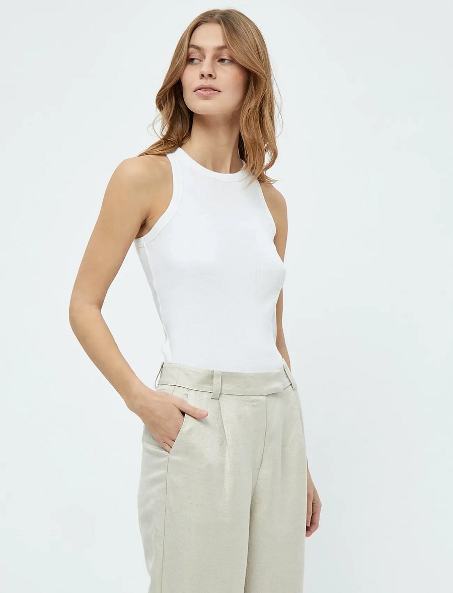 Minus - Maluna GOTS Rib Top - tanktops - hvid - 0