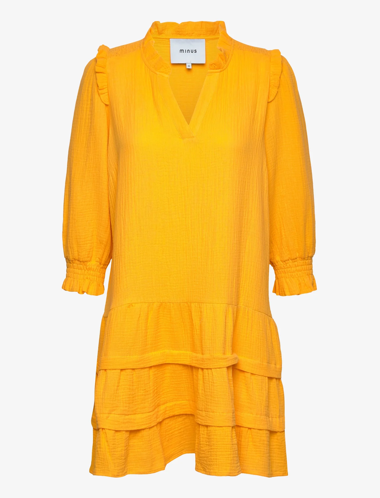 Minus - Hemma Knee Length Dress 1 - kesämekot - mango sorbet - 0