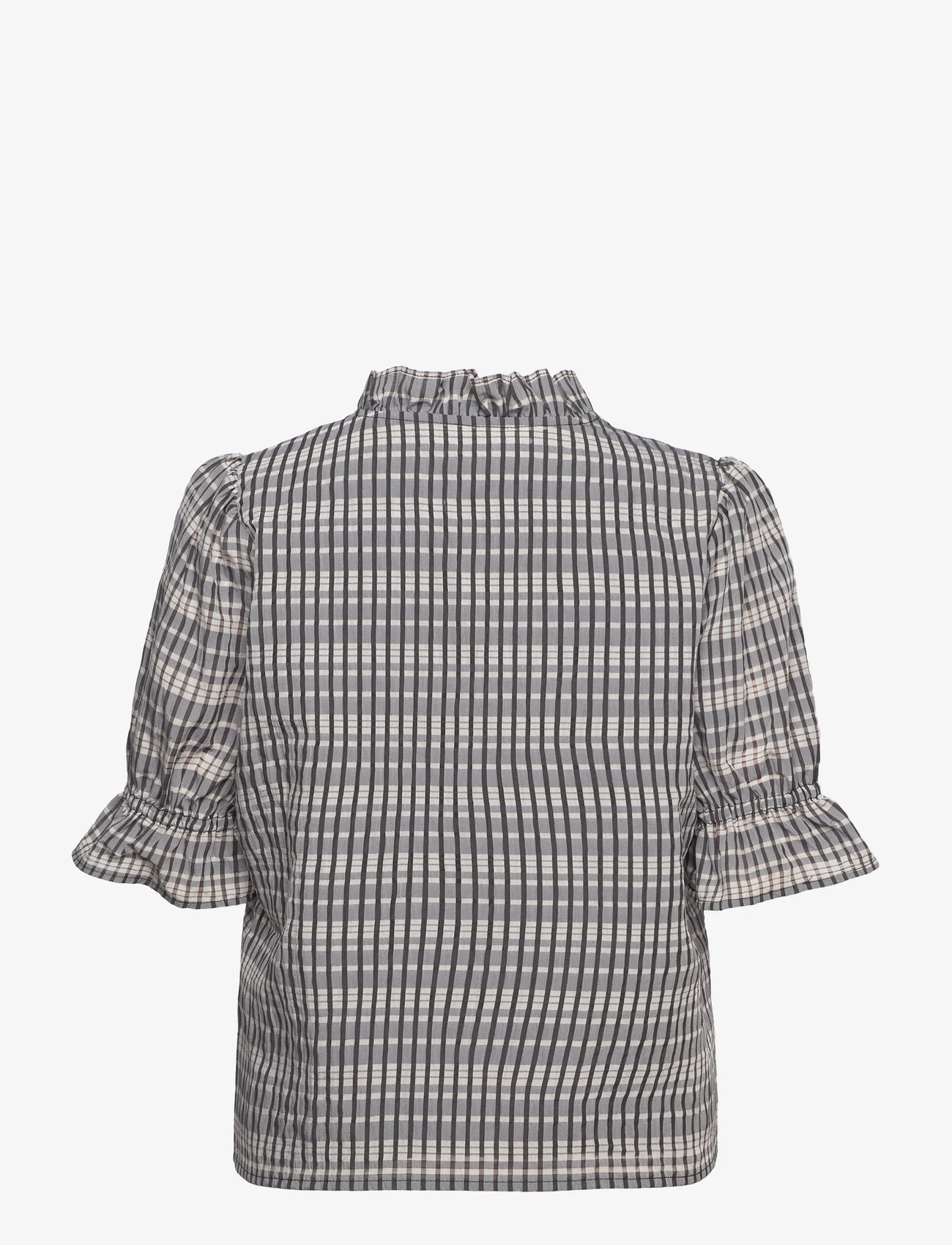 Minus - Vendia Bluse - short-sleeved blouses - black checked - 1