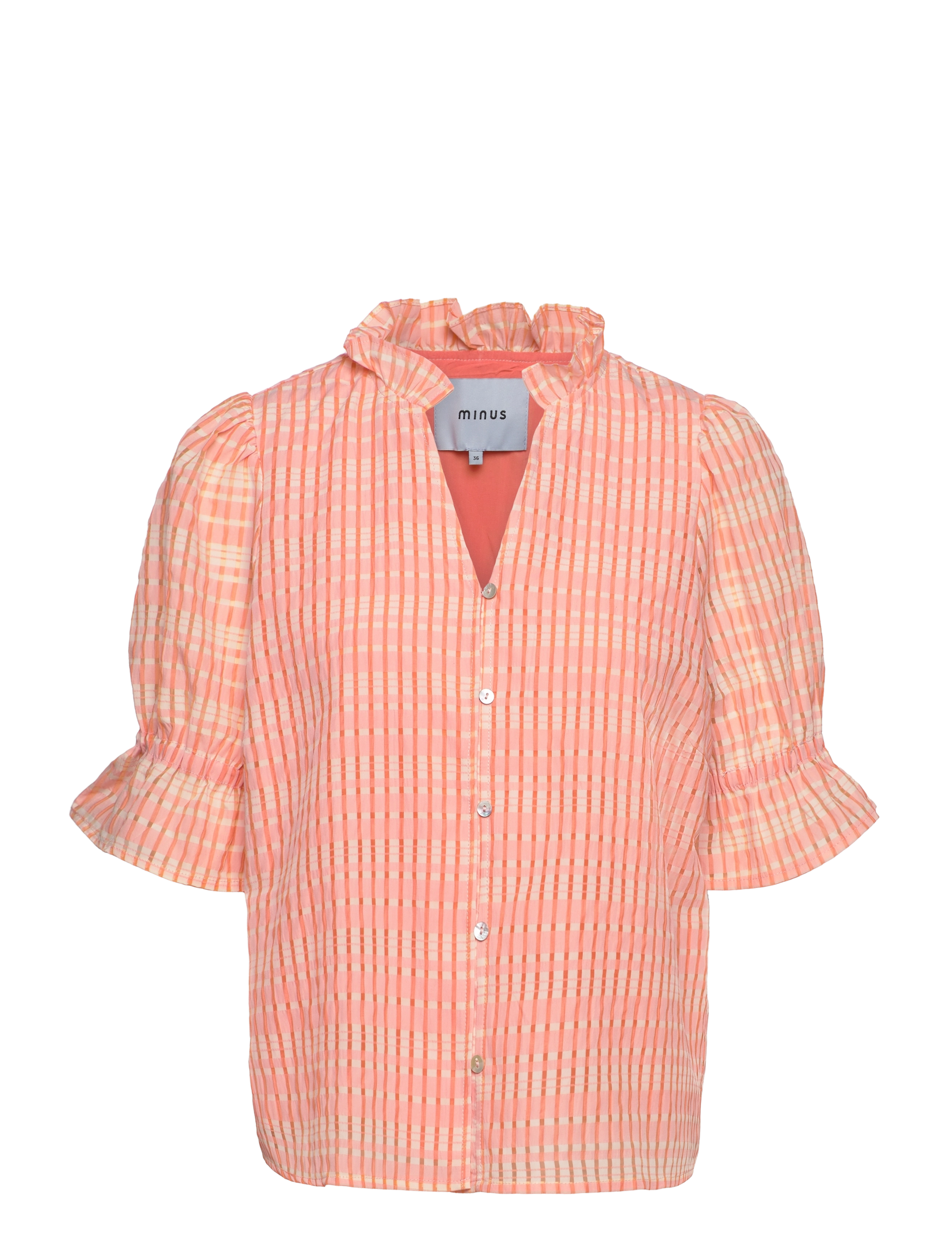 Minus - Vendia Bluse - orange peel checked - 0