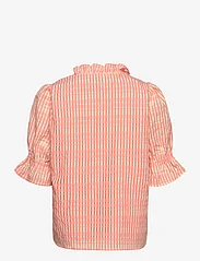 Minus - Vendia Bluse - short-sleeved blouses - orange peel checked - 1