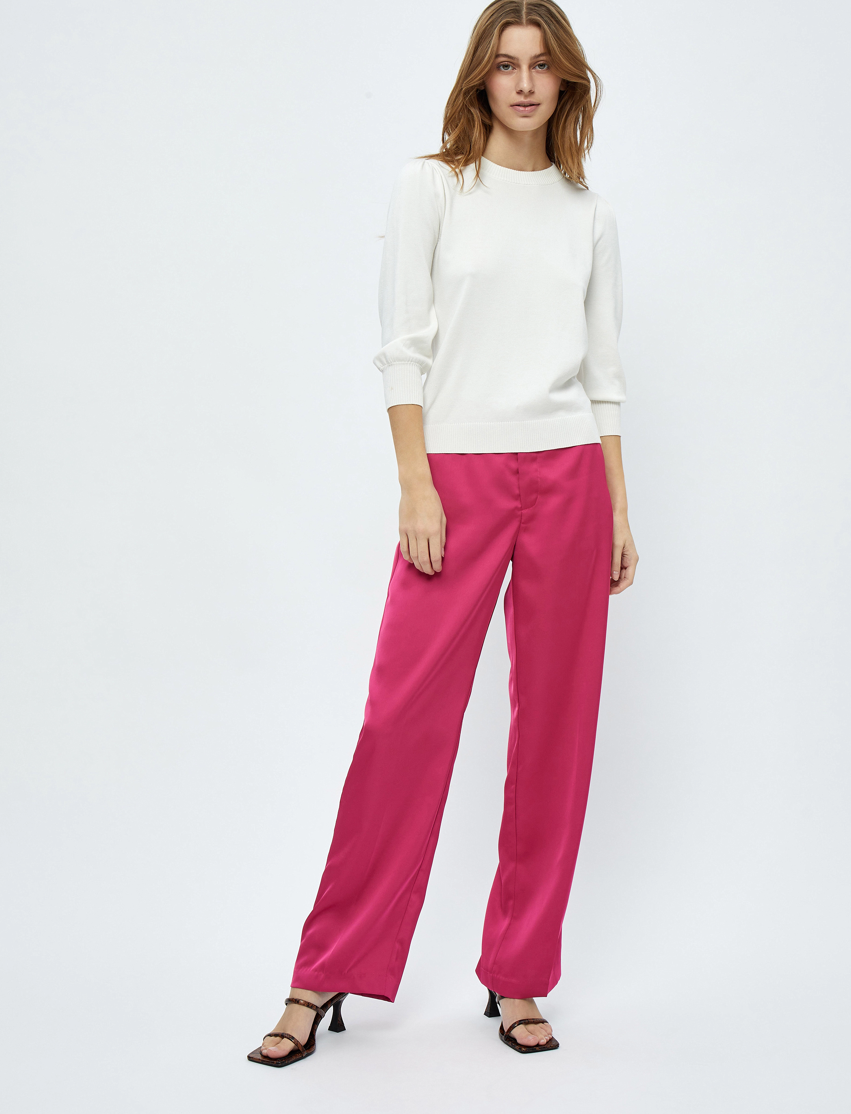 Minus - Justina Sateen Bukser - super pink - 4
