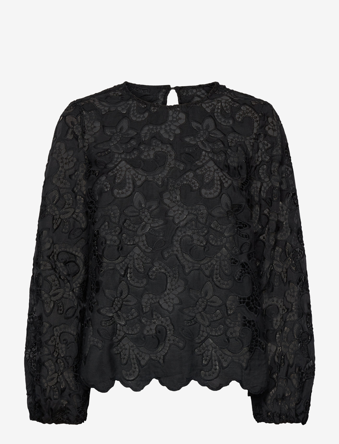 Minus - MSMisala Long Sleeve Lace Blouse - langærmede bluser - sort - 0