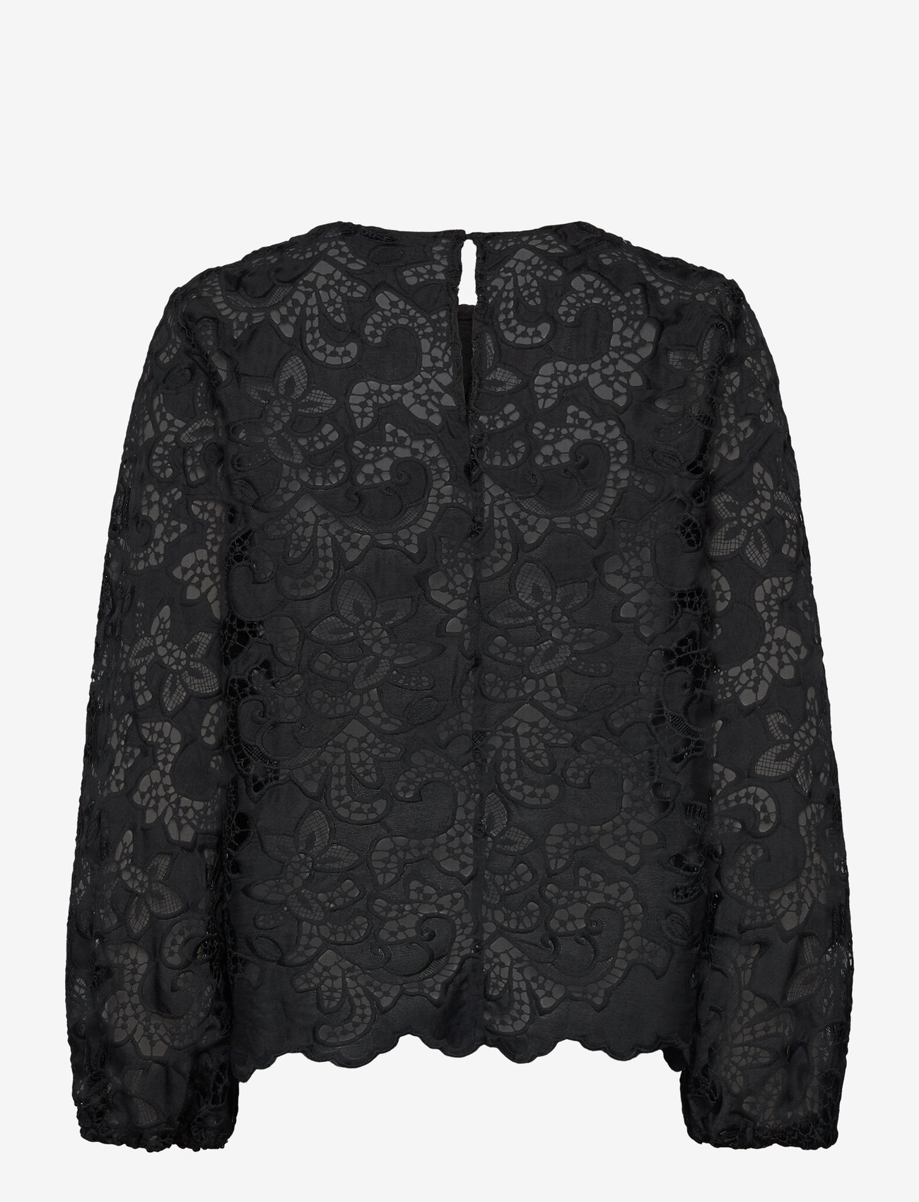 Minus - MSMisala Long Sleeve Lace Blouse - langærmede bluser - sort - 1