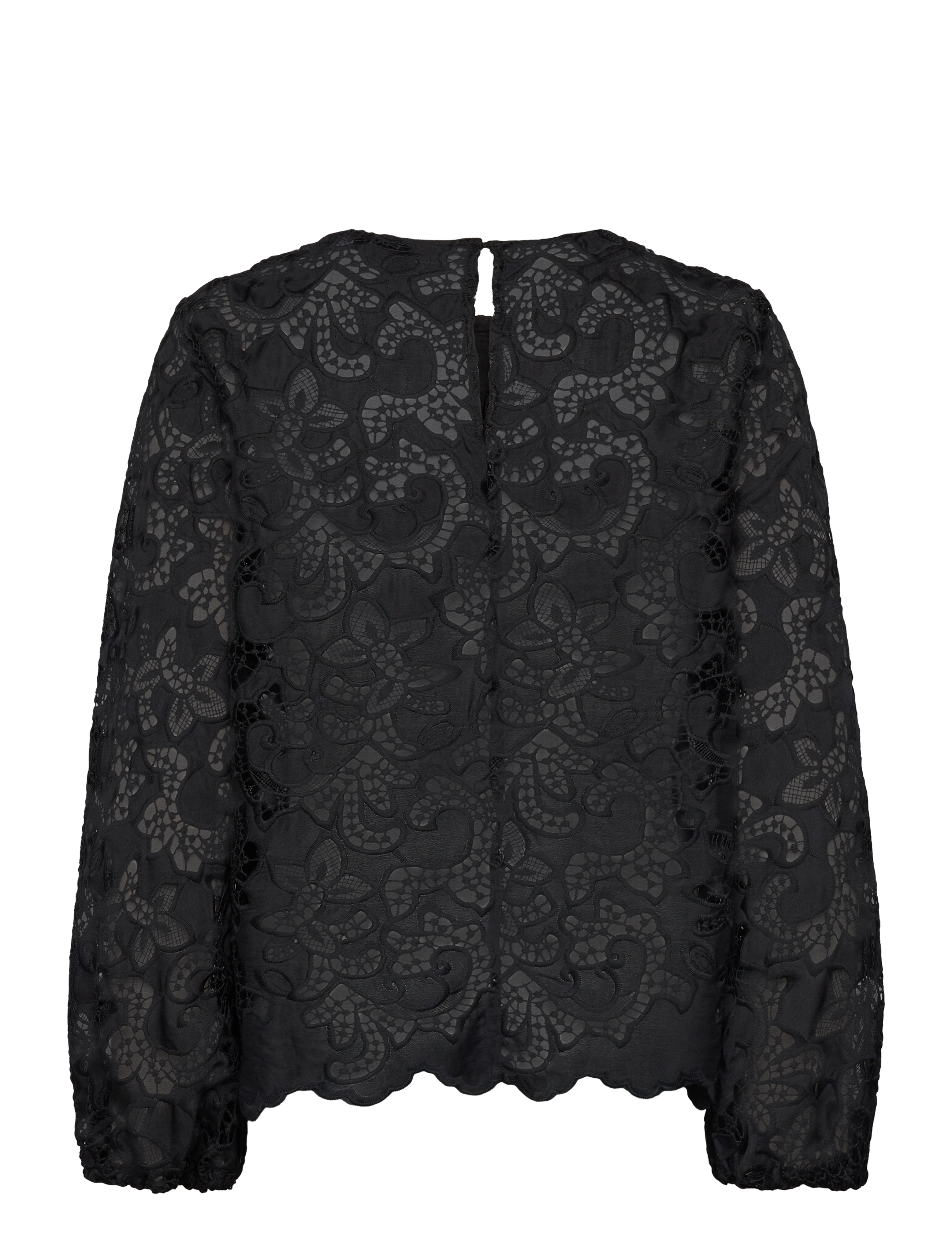 Minus - MSMisala Long Sleeve Lace Blouse - langærmede bluser - sort - 1