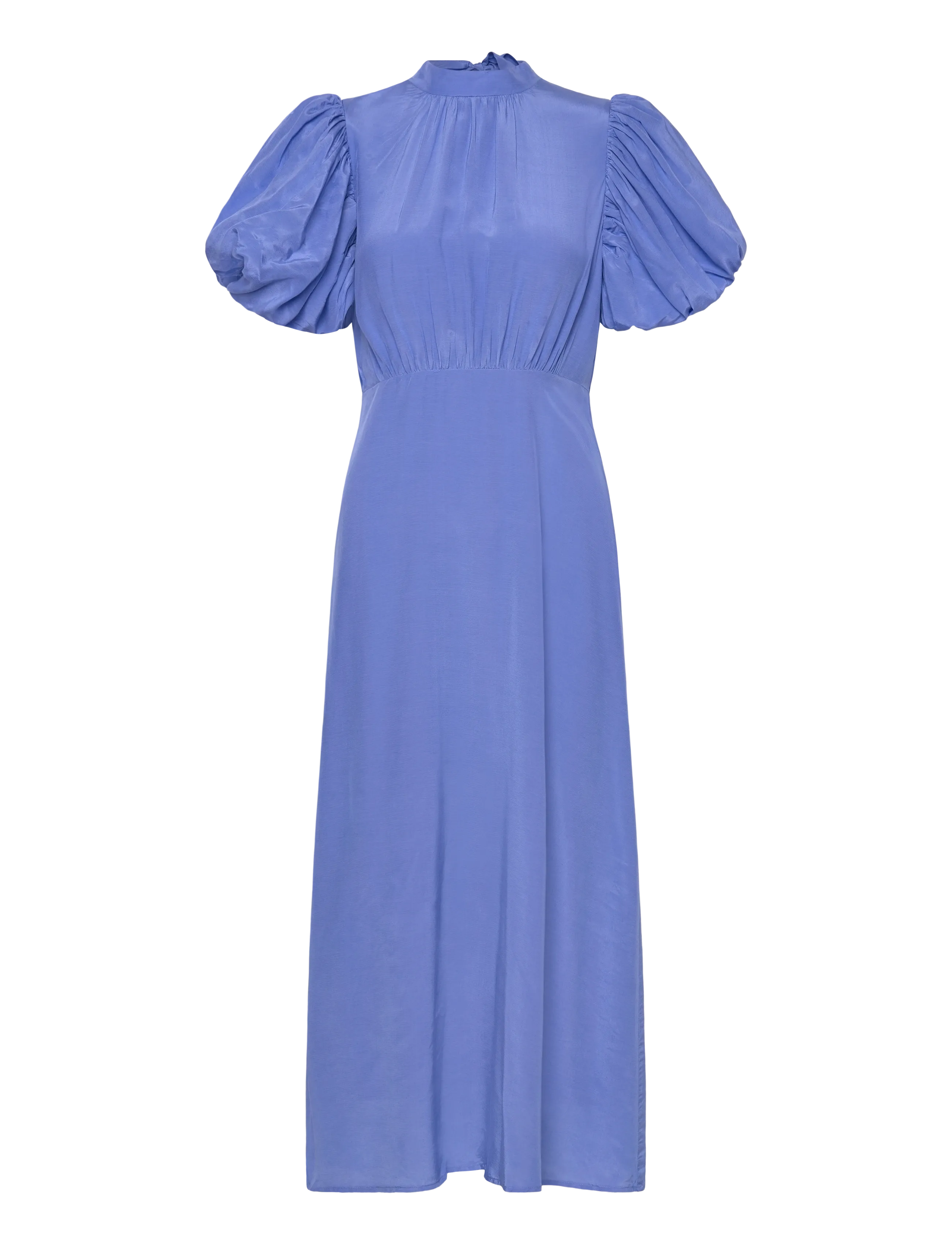 Minus Msalicia Puff Short Sleeve Open Back, 42, Dresses, Blau - Knee-length & Midi, Frauen