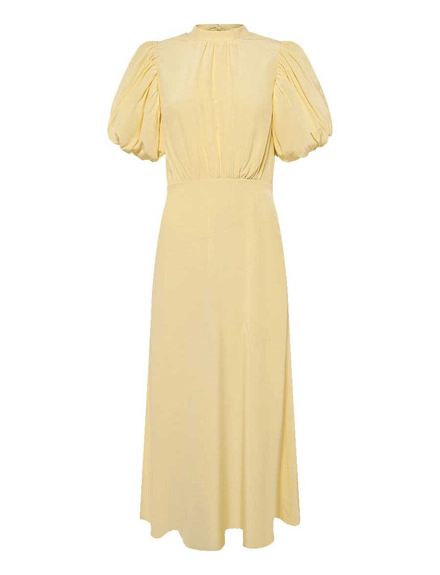 Minus - MSAlicia Puff Short Sleeve Open Back - midikleider - soft yellow - 0