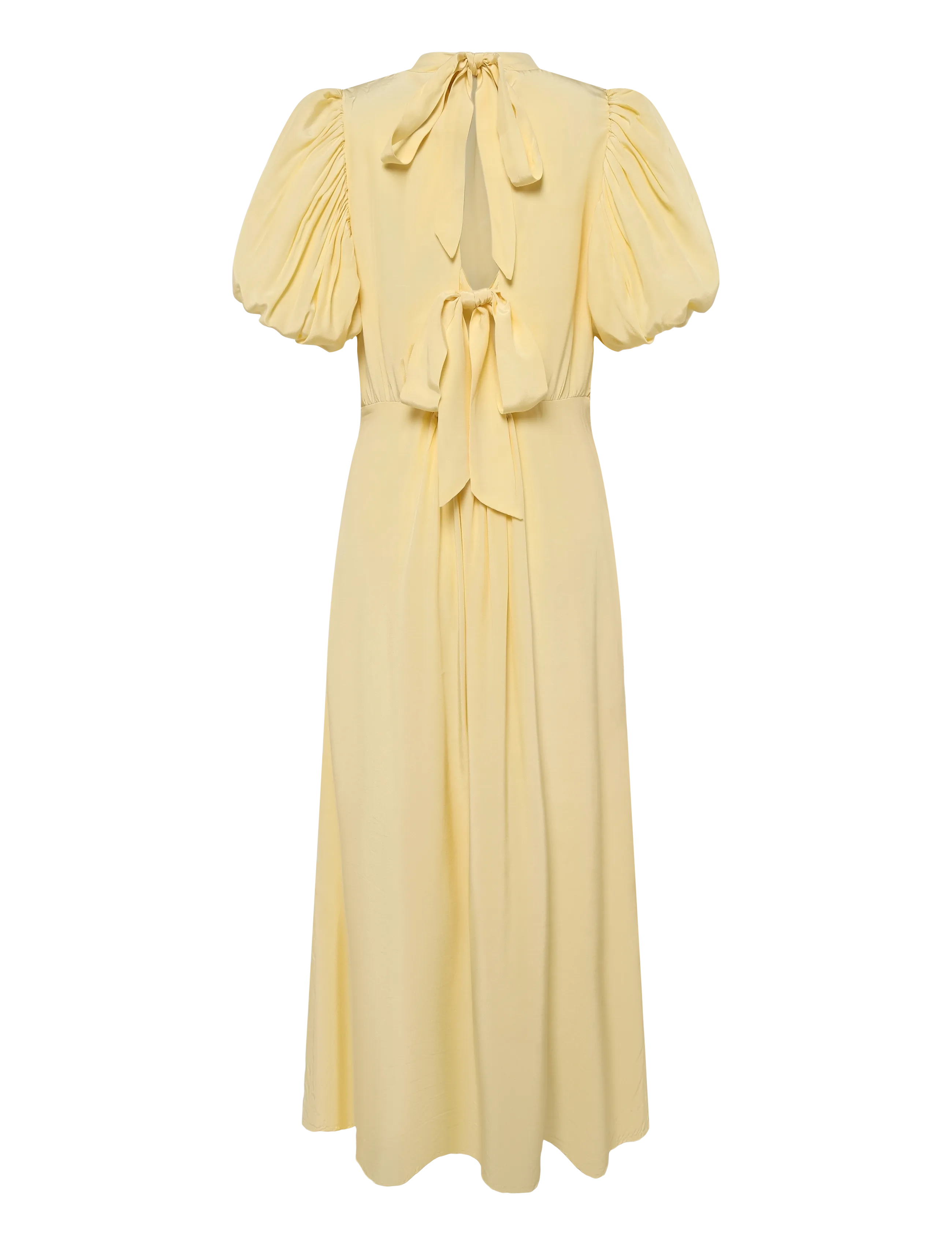 Minus - MSAlicia Puff Short Sleeve Open Back - midikleider - soft yellow - 1