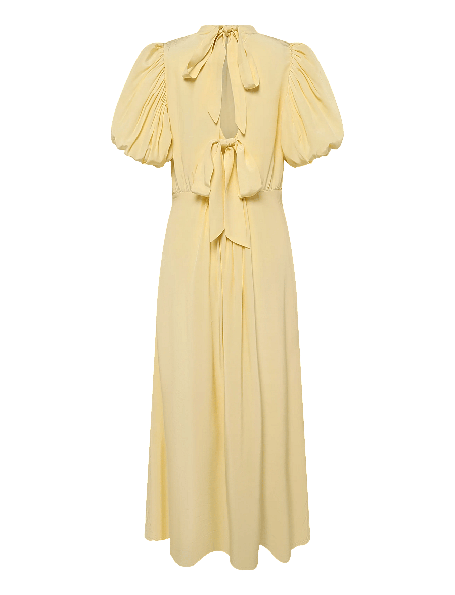 Minus - MSAlicia Puff Short Sleeve Open Back - midikleider - soft yellow - 1