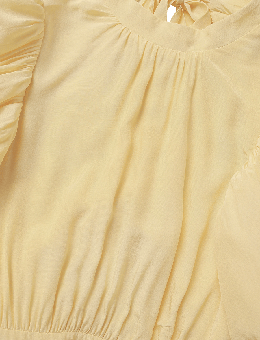 Minus - MSAlicia Puff Short Sleeve Open Back - midikleider - soft yellow - 2