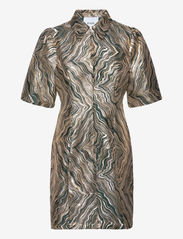 MSEvelina Jacquard Short Dress - JUNGLE GREEN JACQUARD