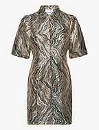 MSEvelina Jacquard Short Dress - JUNGLE GREEN JACQUARD