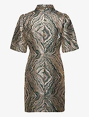 Minus - MSEvelina Jacquard Short Dress - shirt dresses - jungle green jacquard - 2