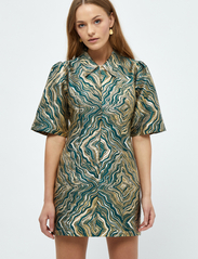 Minus - MSEvelina Jacquard Short Dress - shirt dresses - jungle green jacquard - 0