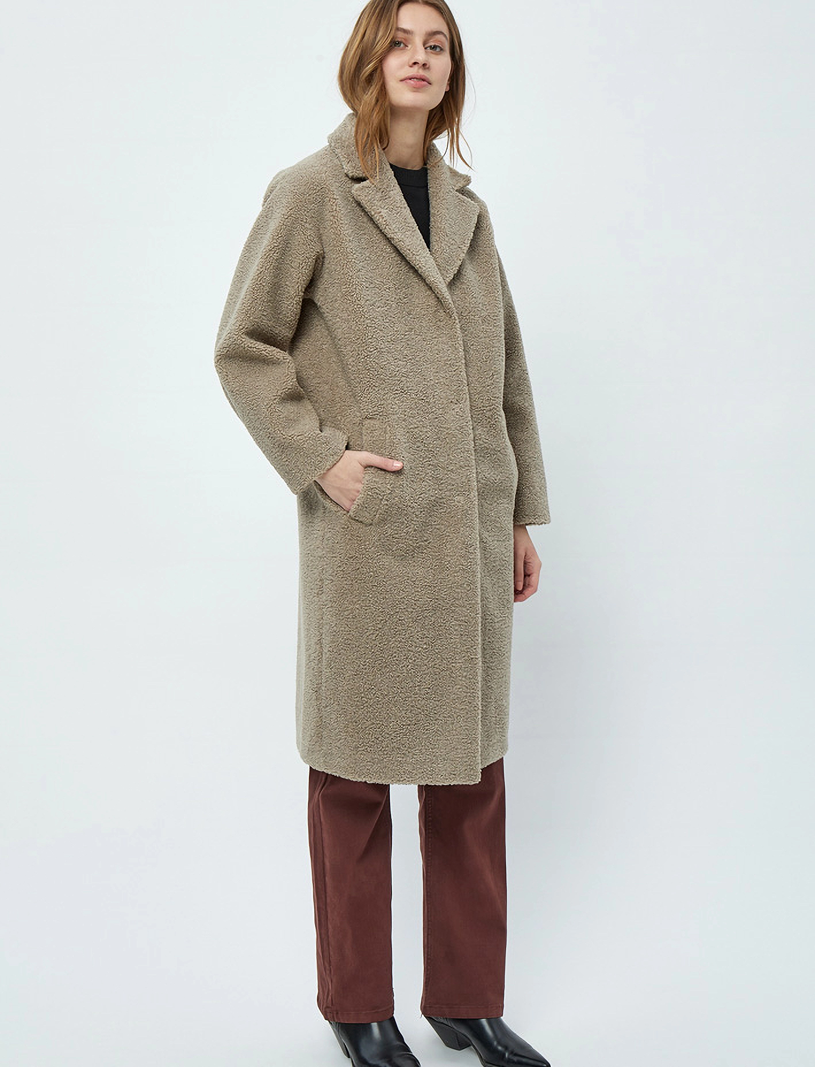 Minus - MSSaidie Vegan Fur Coat - wood smoke - 2