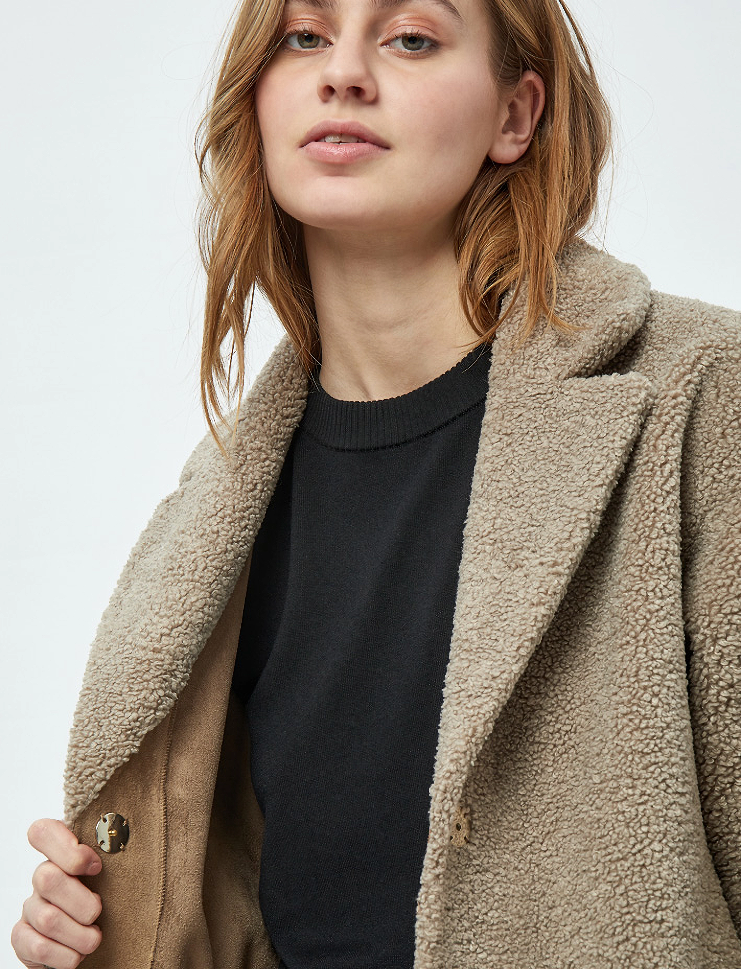 Minus - MSSaidie Vegan Fur Coat - wood smoke - 4